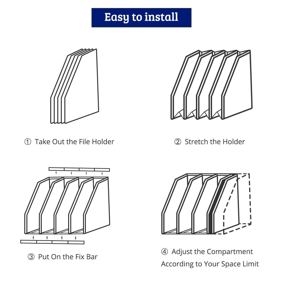 Elezeal Collapsible Magazine File Holder, Durable Document Desktop Folder Binder for Office Desk