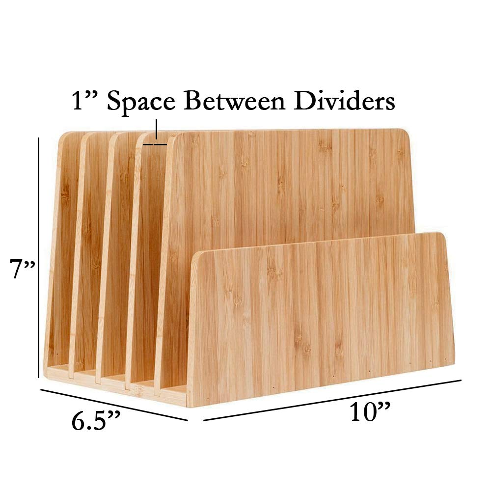 MobileVision Bamboo Desktop File Folder Organizer and Paper Tray, 5 Slots