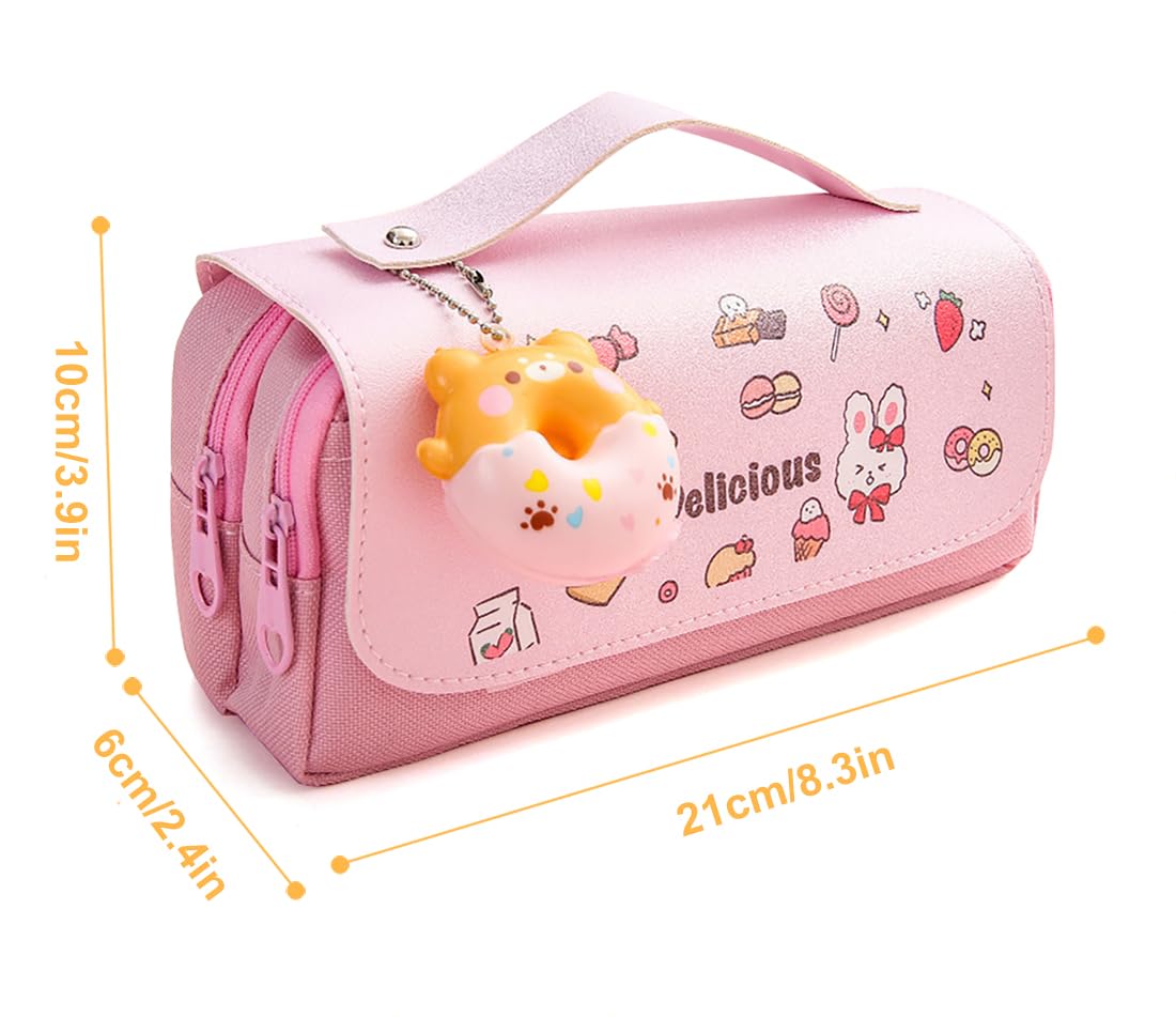 Pencil Case for Girls, Kids Large Capacity Cute Pencil Box with Compartments School Organizer Pen