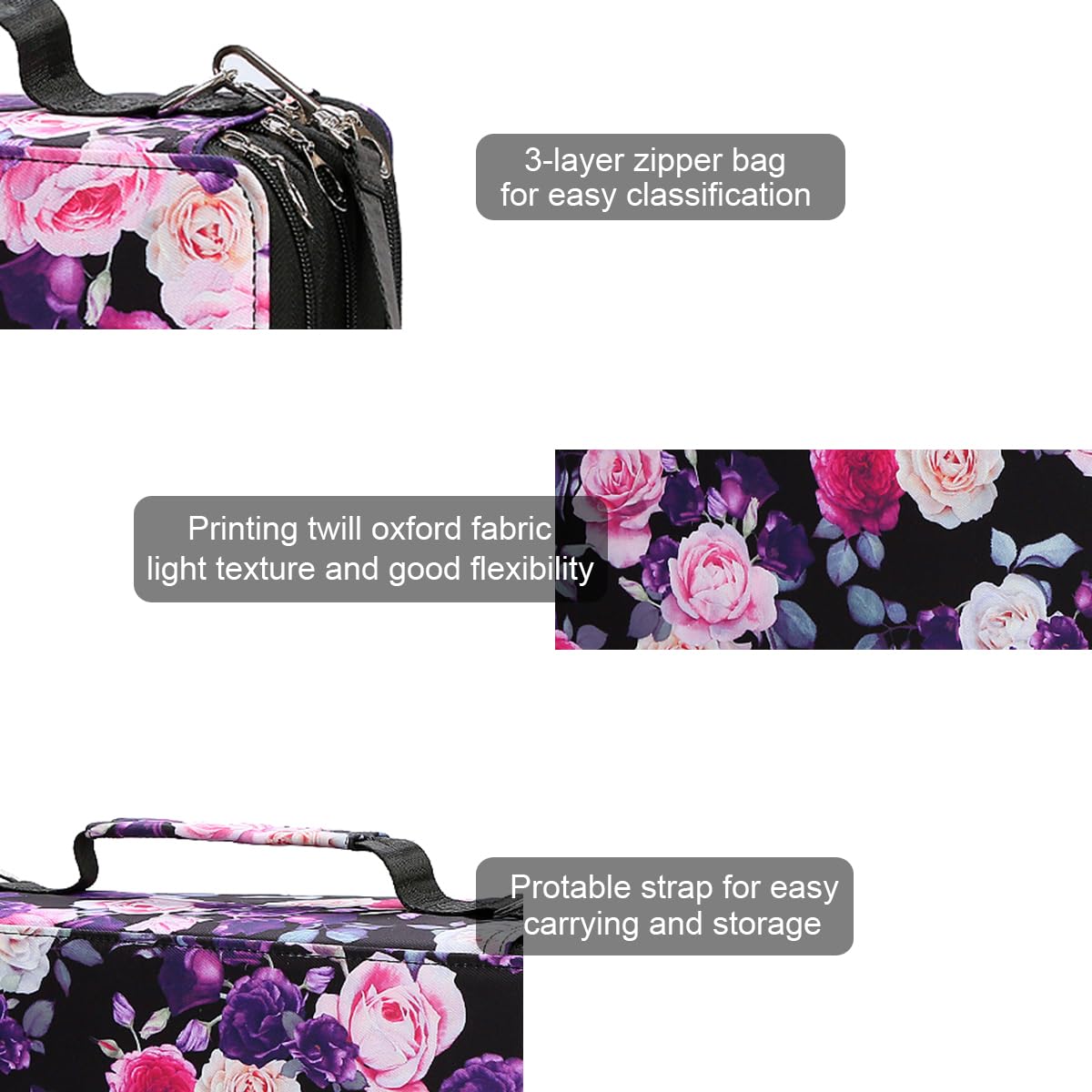 Lbxgap Marker Pen Organizer Case 168 Slots w/Handle & Shoulder Strap