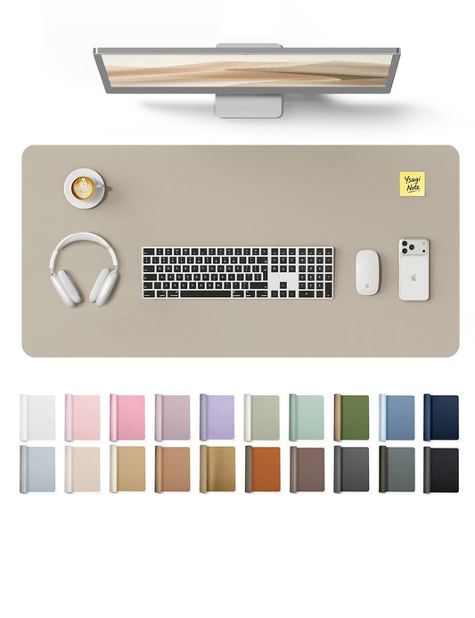 YSAGi Leather Desk Pad Protector, Office Desk Mat, Large Mouse Pad, Non-Slip PU Leather Desk
