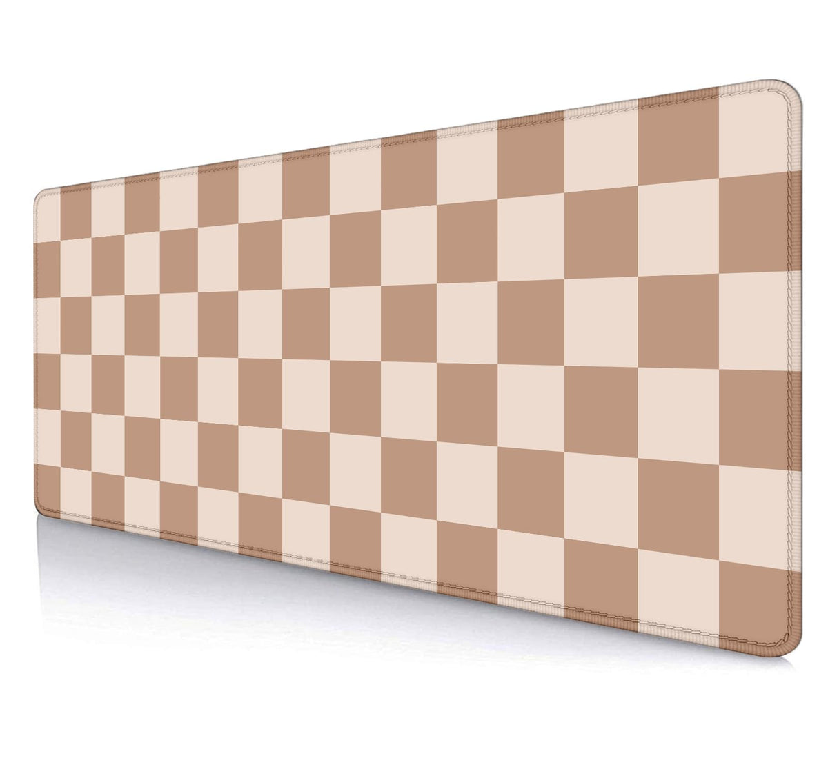 SXCKANG Beige Checkered Large Gaming Mouse Pad, Cute Brown Keyboard Desk Mat, Extended Game