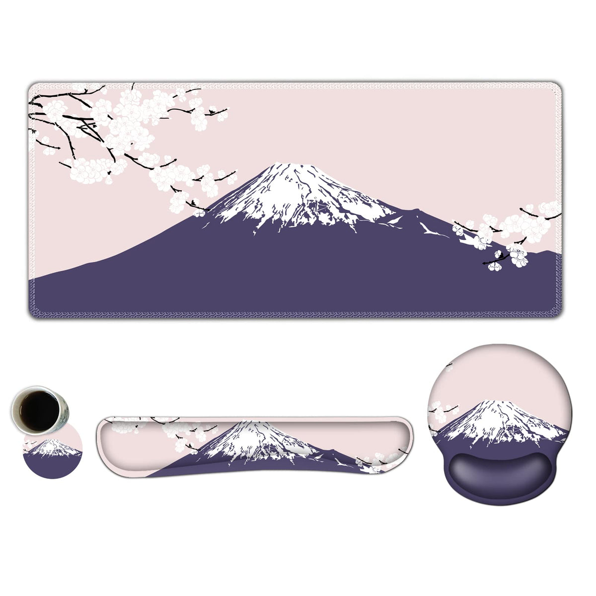 ARTSO Large Mouse Pad Set Ergonomic Keyboard Wrist Rest Support, Memory Foam Gel Wrist Pad