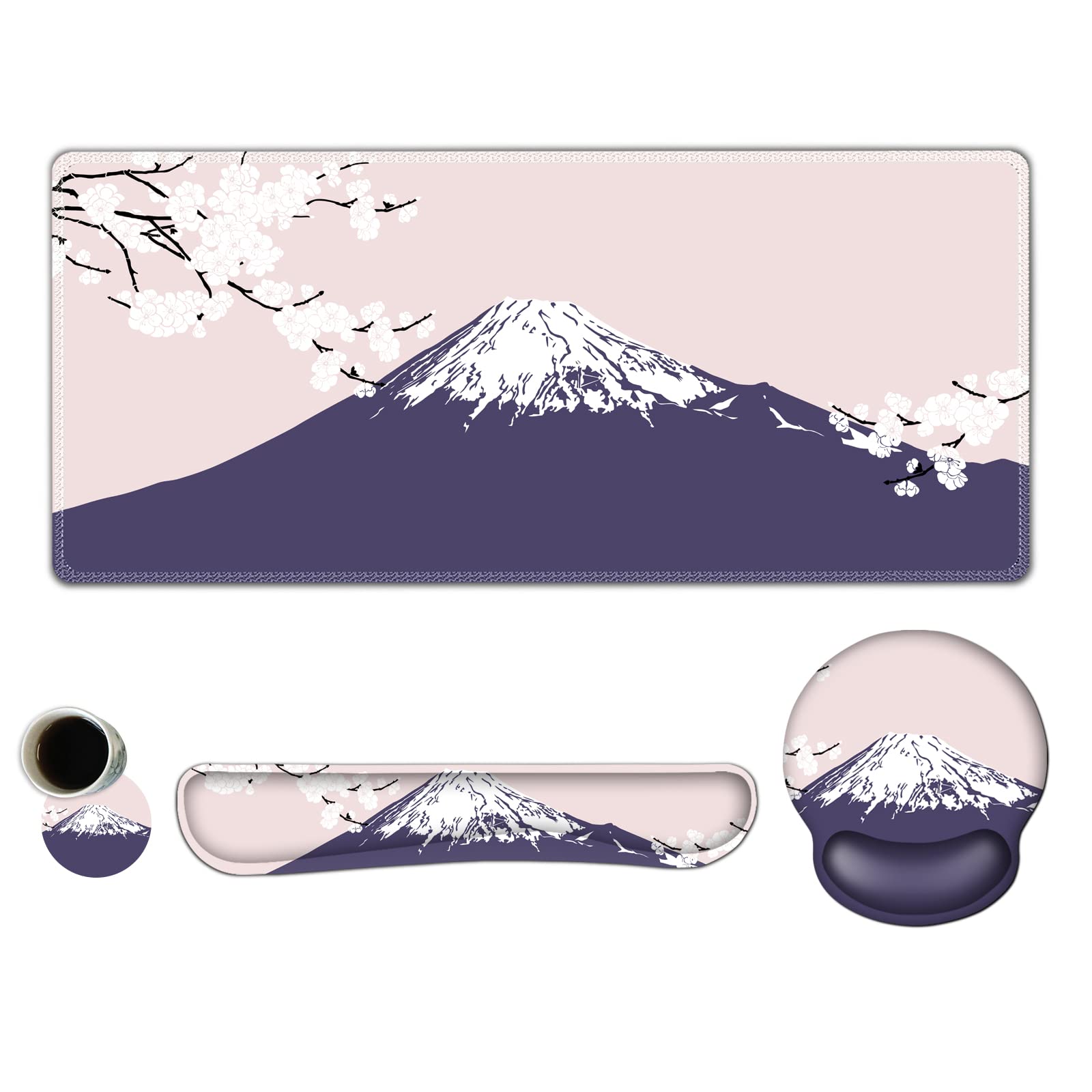 ARTSO Large Mouse Pad Set Ergonomic Keyboard Wrist Rest Support, Memory Foam Gel Wrist Pad