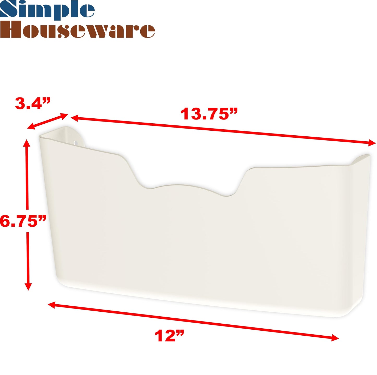 Simple Houseware White Wall Mount Single Pocket Hanging File Holder, 3-Pack