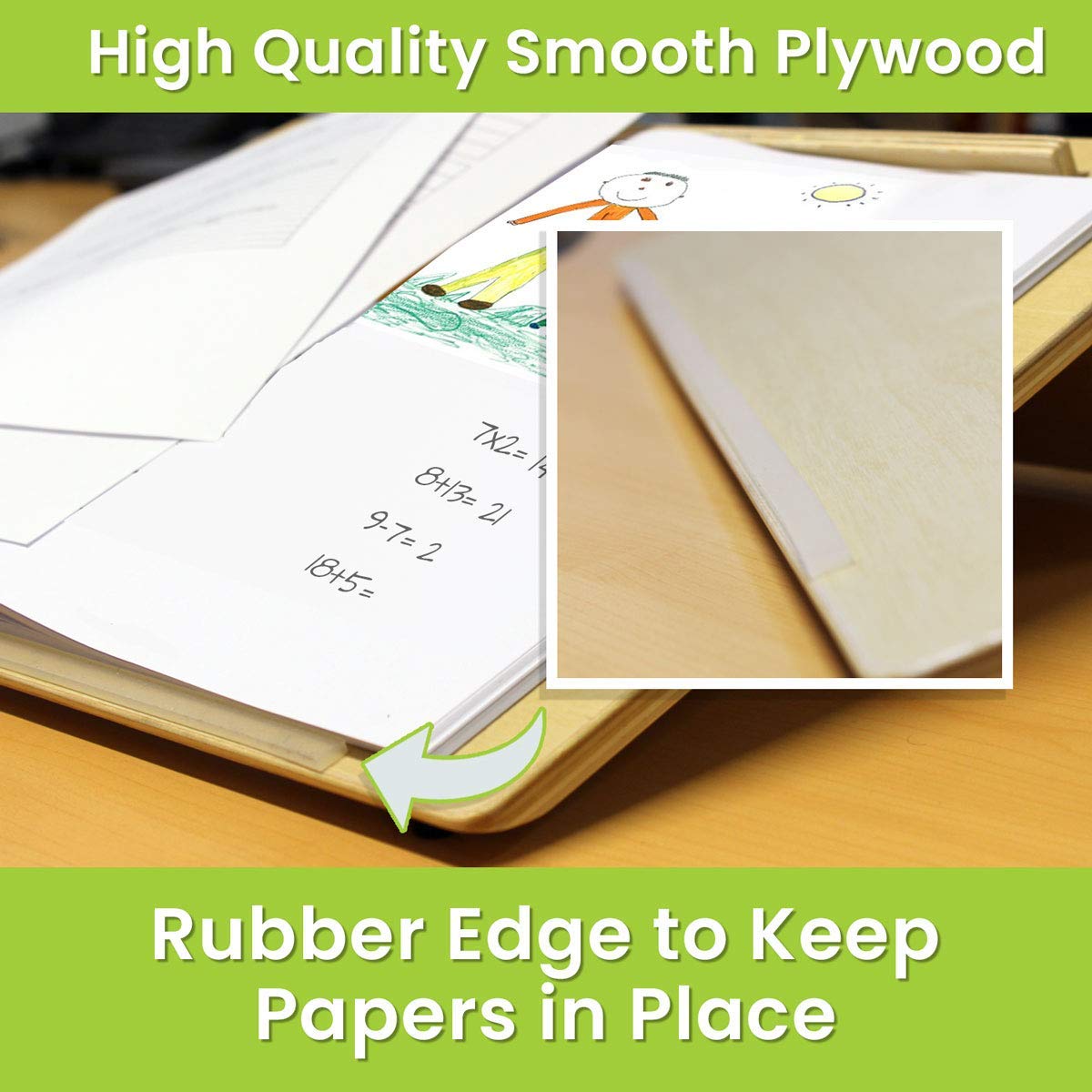 Playlearn Ergonomic Wooden Writing Slope/Slant Board - 20 Degree Optimal Angle - Extra Wide with