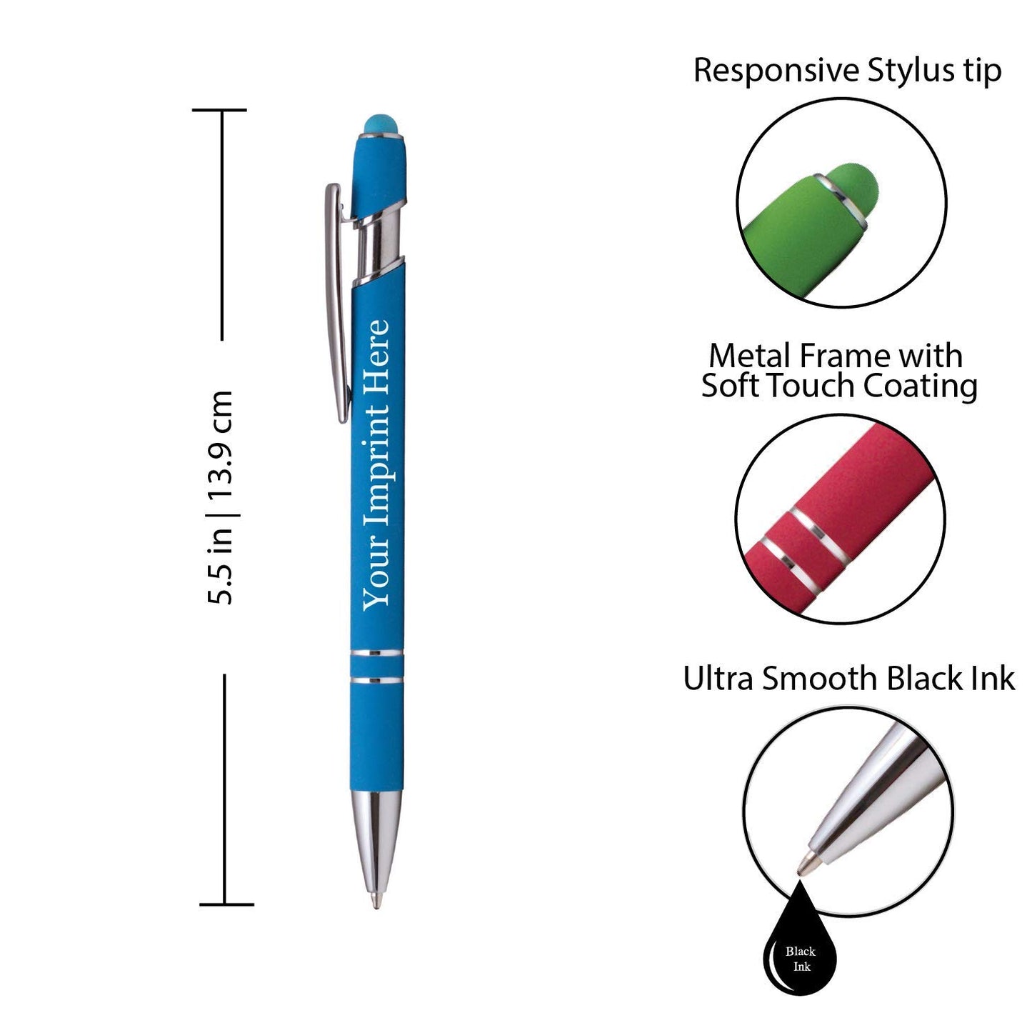 ExpressDesigns™ - Premium Custom Pens with Stylus | Burst of Color | Personalized Soft Touch Metal
