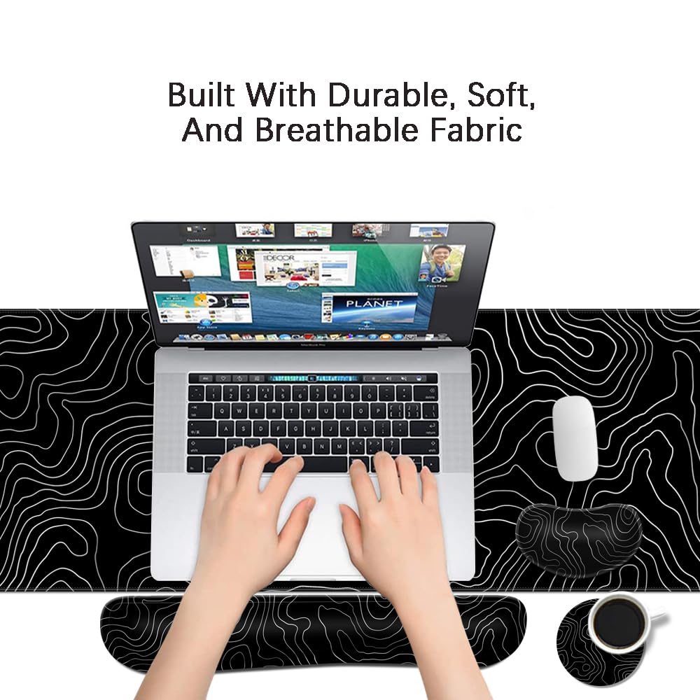 Desk Mat, Large Gaming Mouse Pad with Wrist Rest, 4 in1 XXL Mouse pad+Keyboard Wrist Rest+Mouse Pad