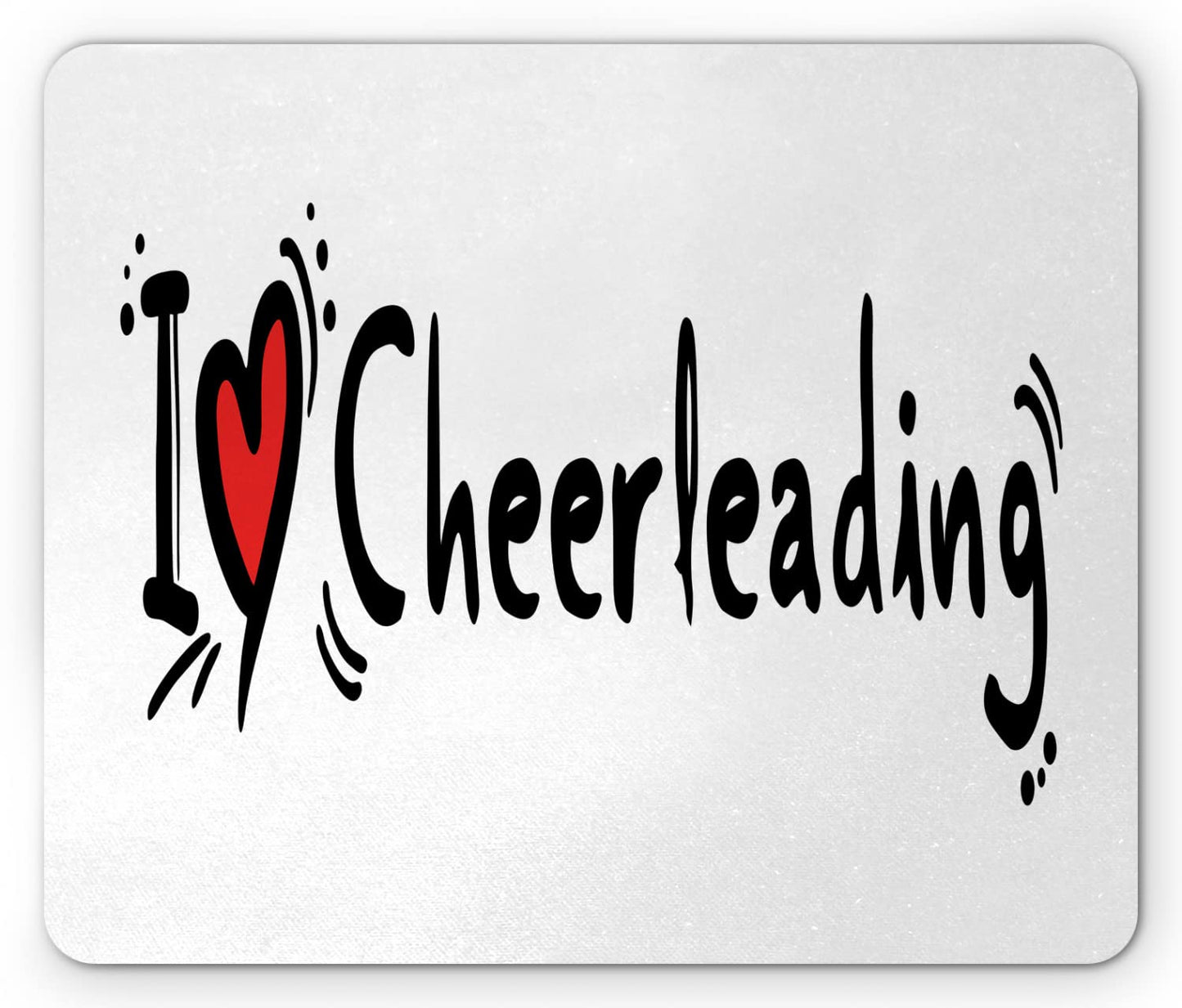 Lunarable Cheerleader Mouse Pad, I Love Cheerleading Calligraphy with a Heart Motif Simple Design