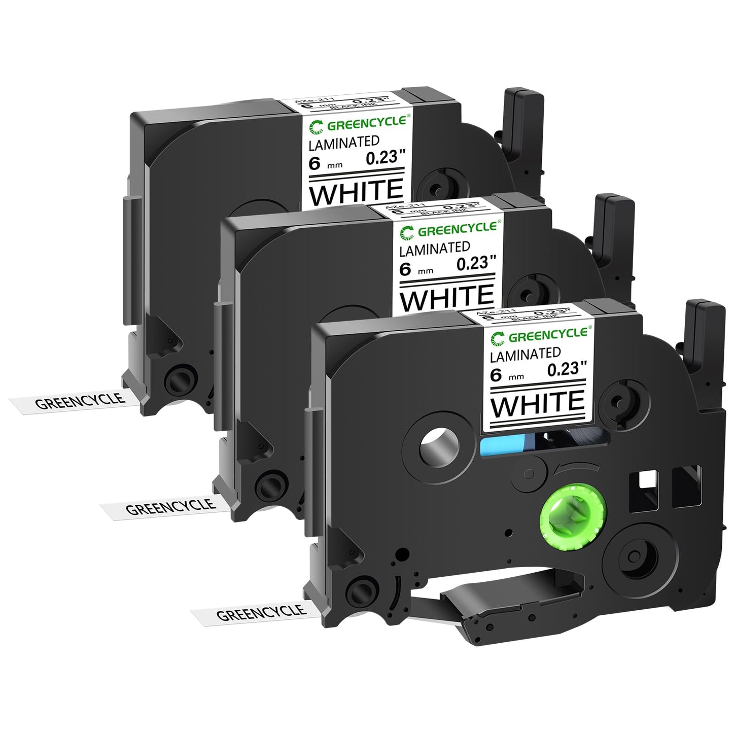 GREENCYCLE 3-Pack Compatible for 1/4" 0.23" 6mm Black on White TZe-211 TZe211 TZ-211 TZ211 Standard