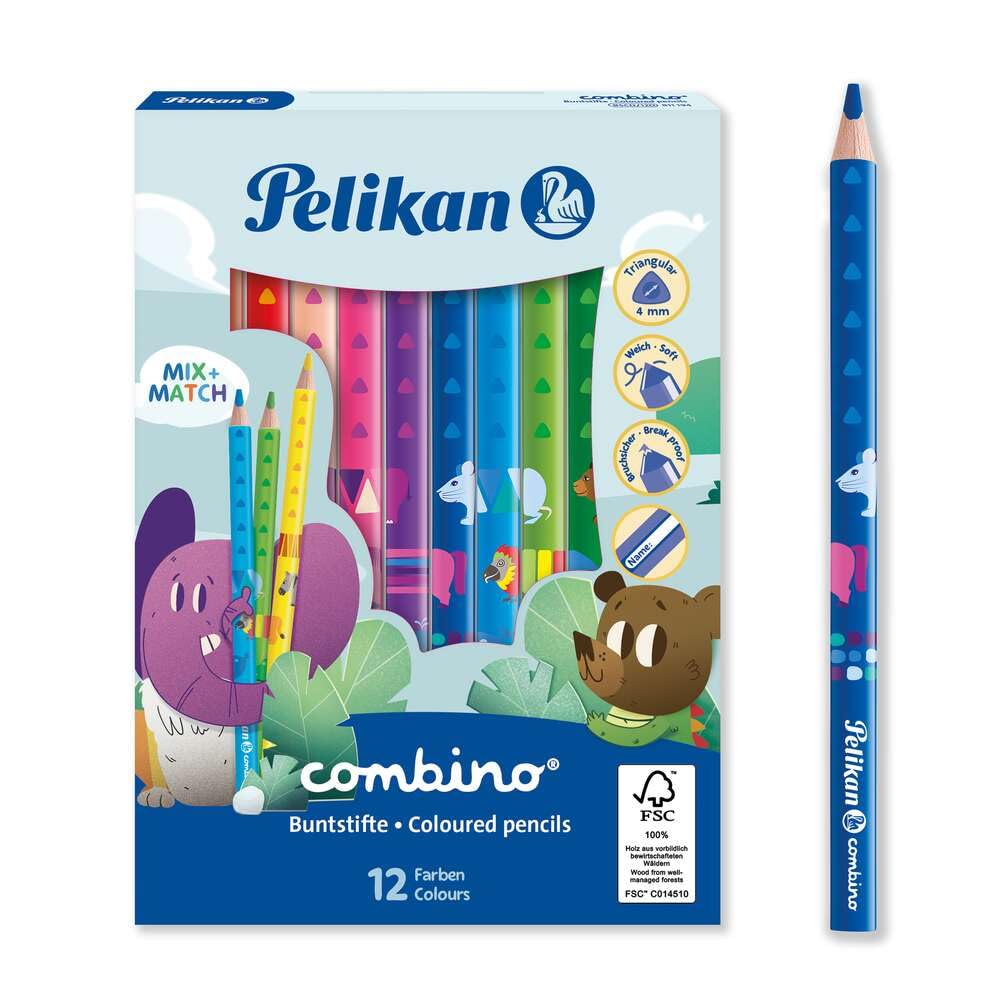 Pelikan 810401 Combino Children’s Learning to Write Pencil, Pink 12 coloured pencils 12 Stifte