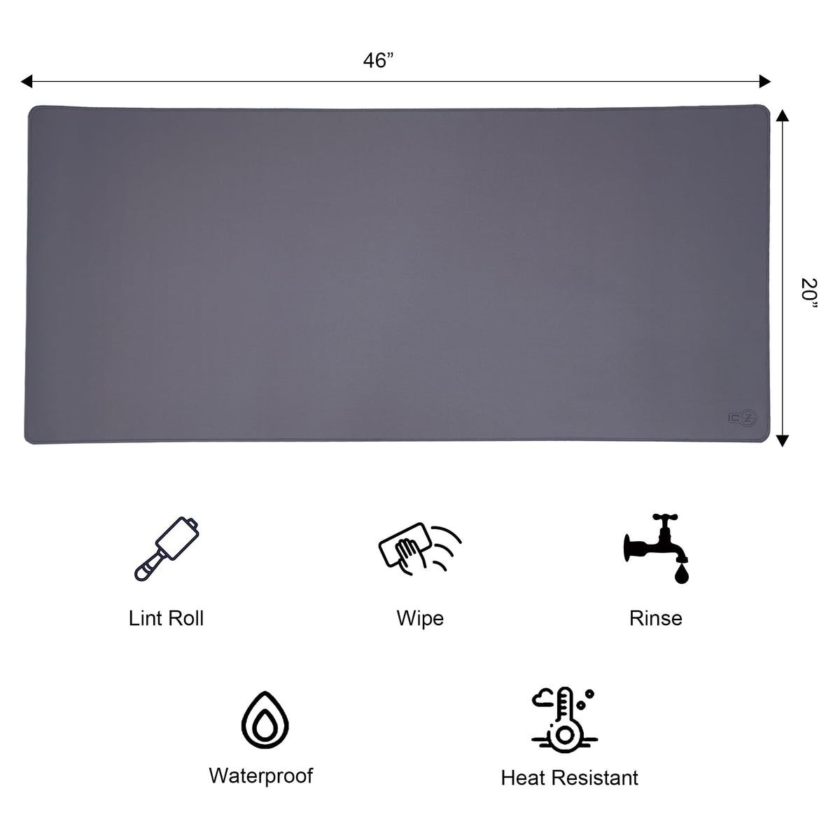 ICONIC - PRO PC GEAR 3XL Extended Gaming Mouse Pad/Mat 46"x20"(Steel Grey) - Large & Wide Desk