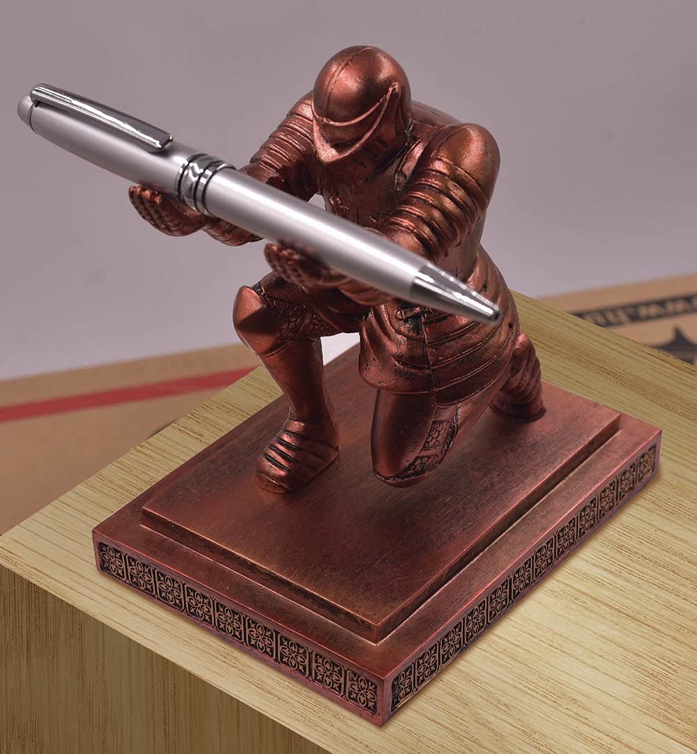 Ofiedx Executive Knight Pen Holder with a Pen Personalized Desk Accessories Decor Home Office Cool