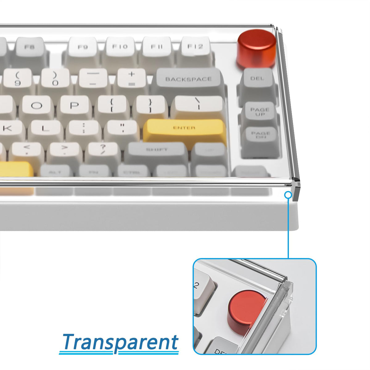 Geekria Clear Acrylic Keypads Cover for 75% Knob Keyboard, Compatible with Keychron Q1 HE/Max/Pro