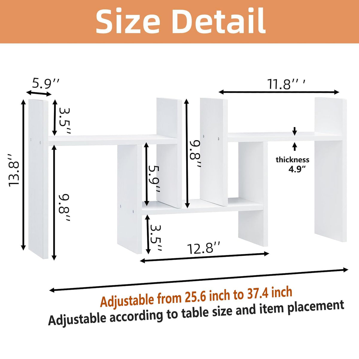 Meikuler Desktop Shelf Organizer, Adjustable Wood Display Desk Shelf, Office Storage Rack Tabletop