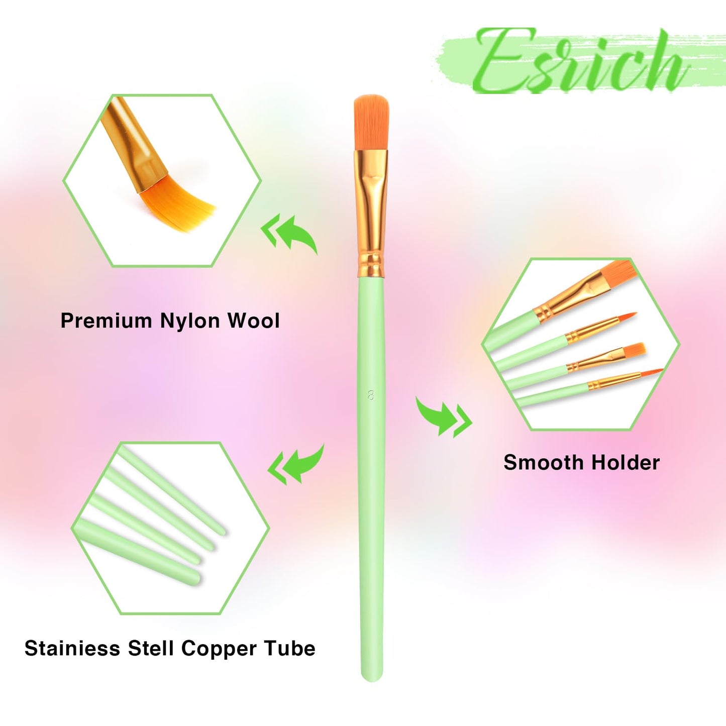 ESRICH 200PCS Paint Brushes, Paint Brush for Acrylic Painting
