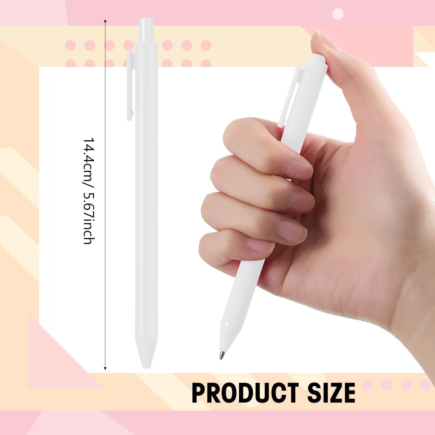 Teling 100 Pcs Ballpoint Pens Retractable Comfortable Cute Stylish Writing Pens in Medium Point 1.0