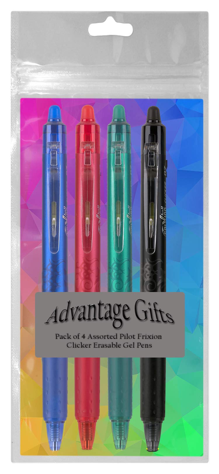 Advantage Gifts Clicker Retractable Erasable Gel Pens Fine Point (.7mm) Assorted Colors