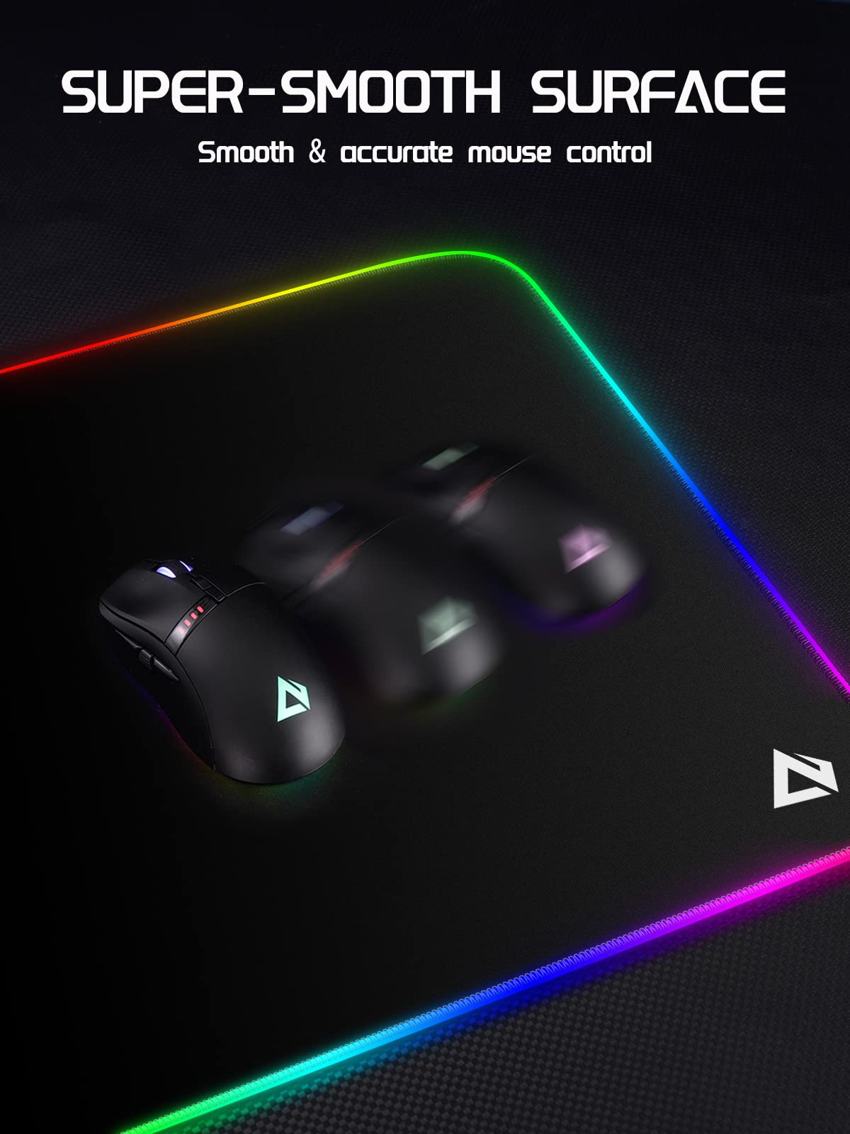EASEMO Gaming Mouse Pad, RGB Mouse Mat XXL Large (35.4 x 15.75 in) with 7 LED Colors 11 Lighting