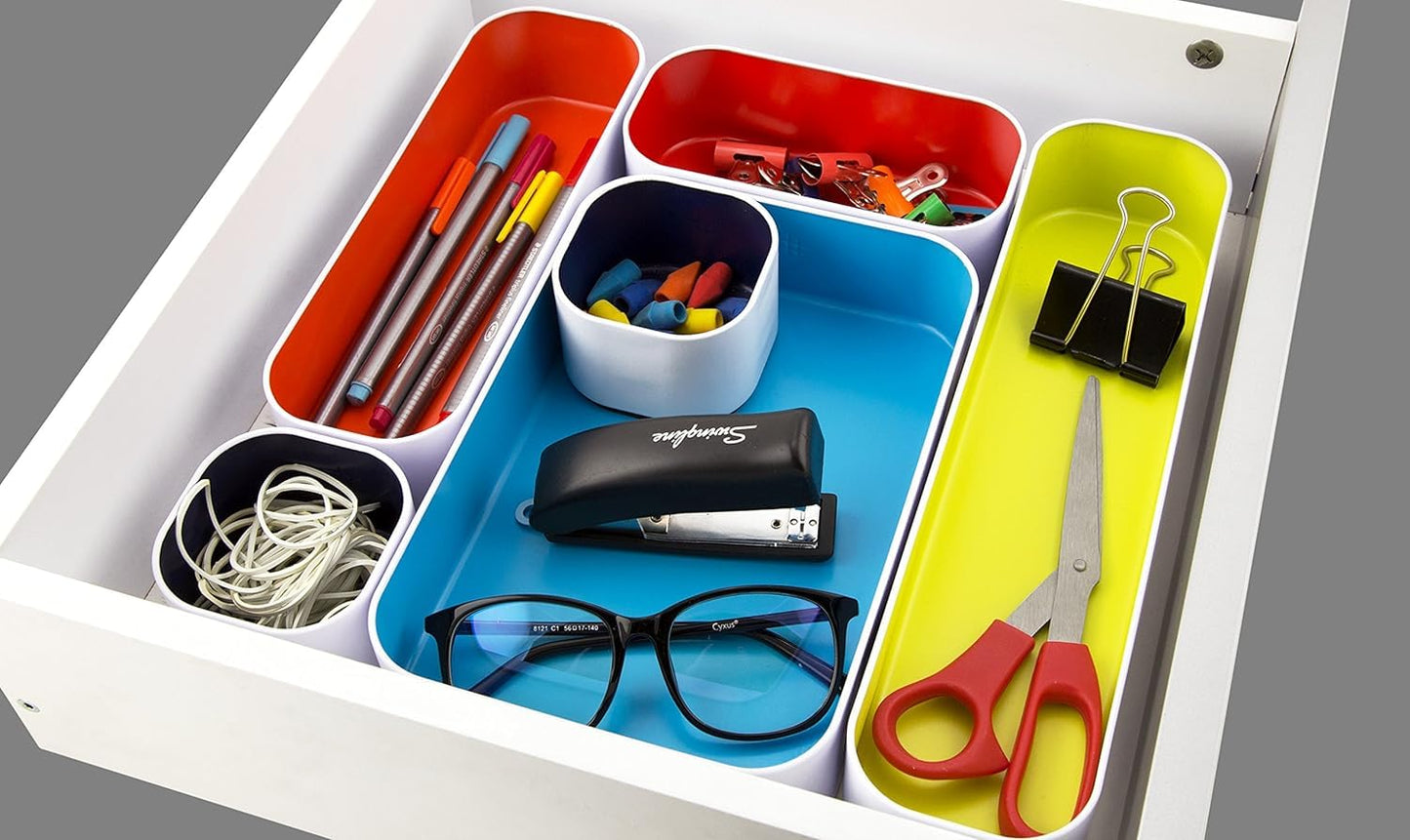 Three by Three Seattle Metal Drawer Organizer Tray Set, 5-Pc, 2" (Assorted)