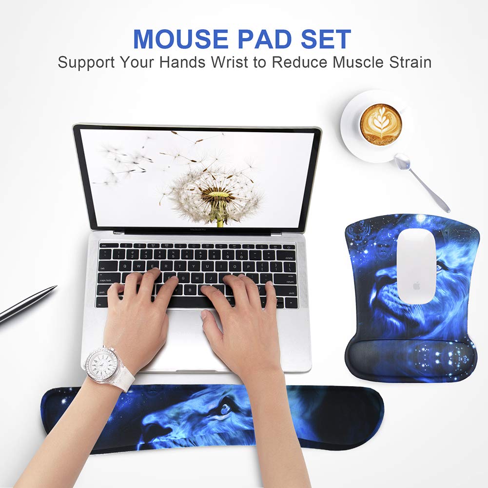 Mouse Pad with Wrist Support and Keyboard Wrist Rest Pad Set,Ergonomic Mouse Pads for Computers