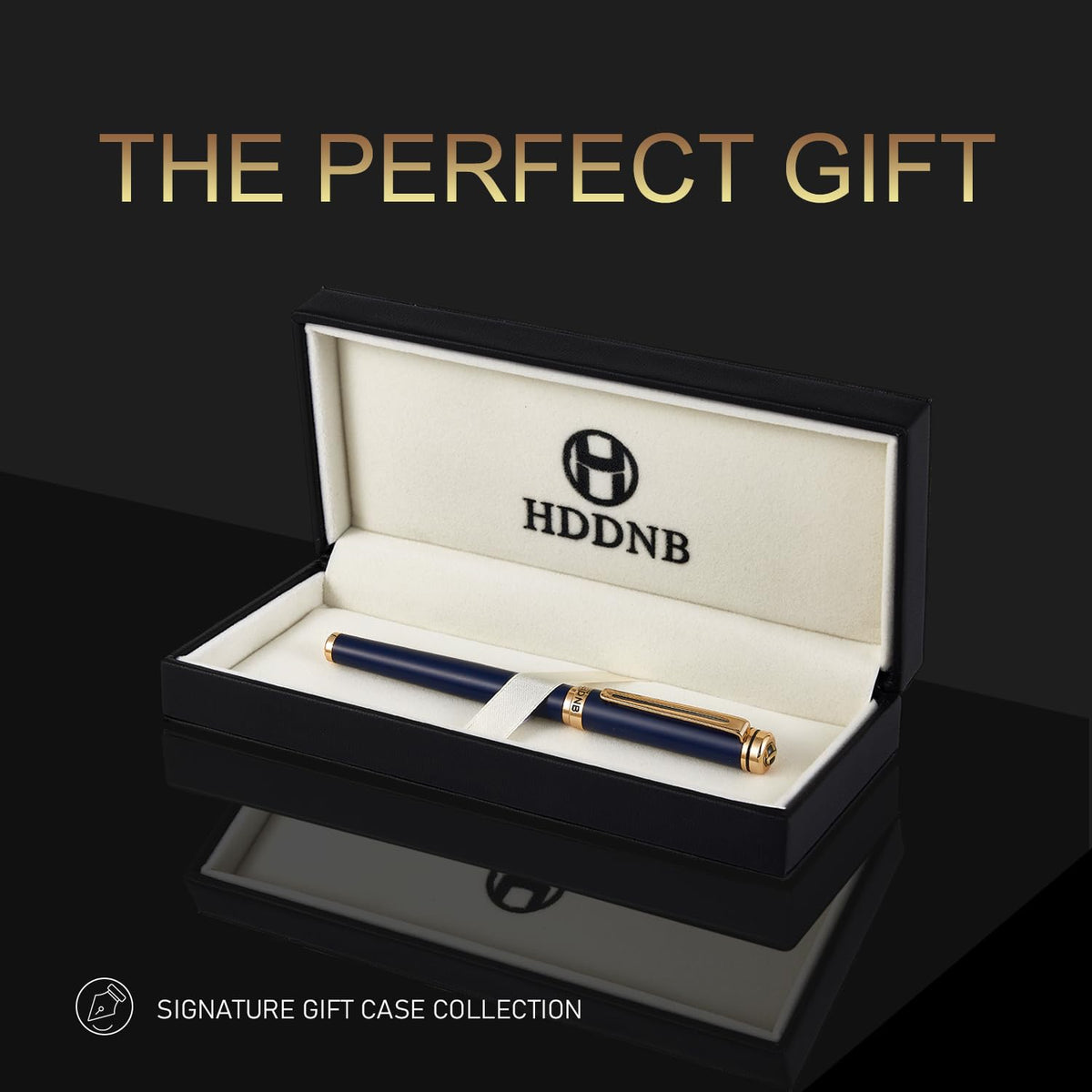 HDDNB Blue Luxury Fountain Pen Set for Men and Women with Gift Box, 24K Gold Finish and Gilded