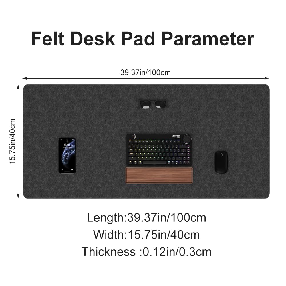 DAWNTREES Large Felt Desk Mat, 40''x16'' Full Keyboard and Mouse Pad
