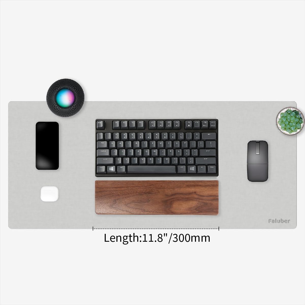 Faluber Wooden Wrist Rest, 12-inch Length and 20mm Thickness for Compact Keyboard, Walnut Wood Palm