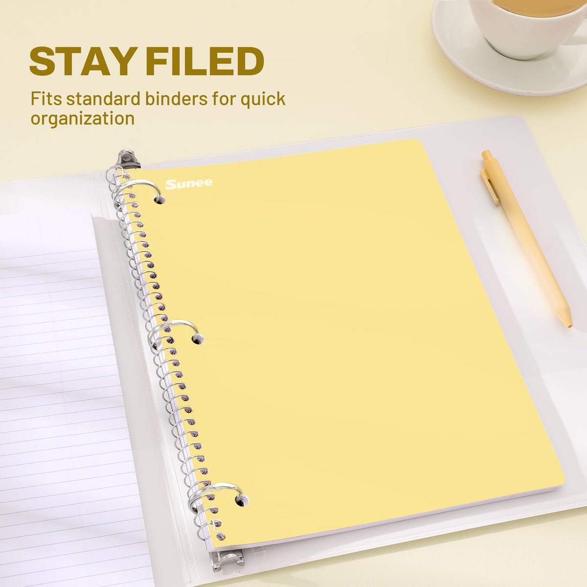 SUNEE Spiral Notebooks, 24 Pack, 1-Subject, College Ruled Paper, 8" x 10-1/2", 70 Sheets per