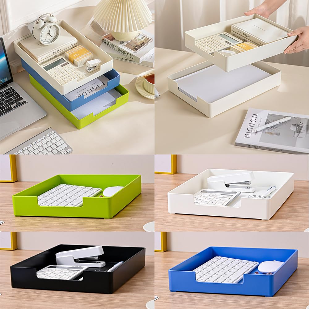 RHONZHAO Stackable Letter Tray, 2 Pack Black, Desk Organizer