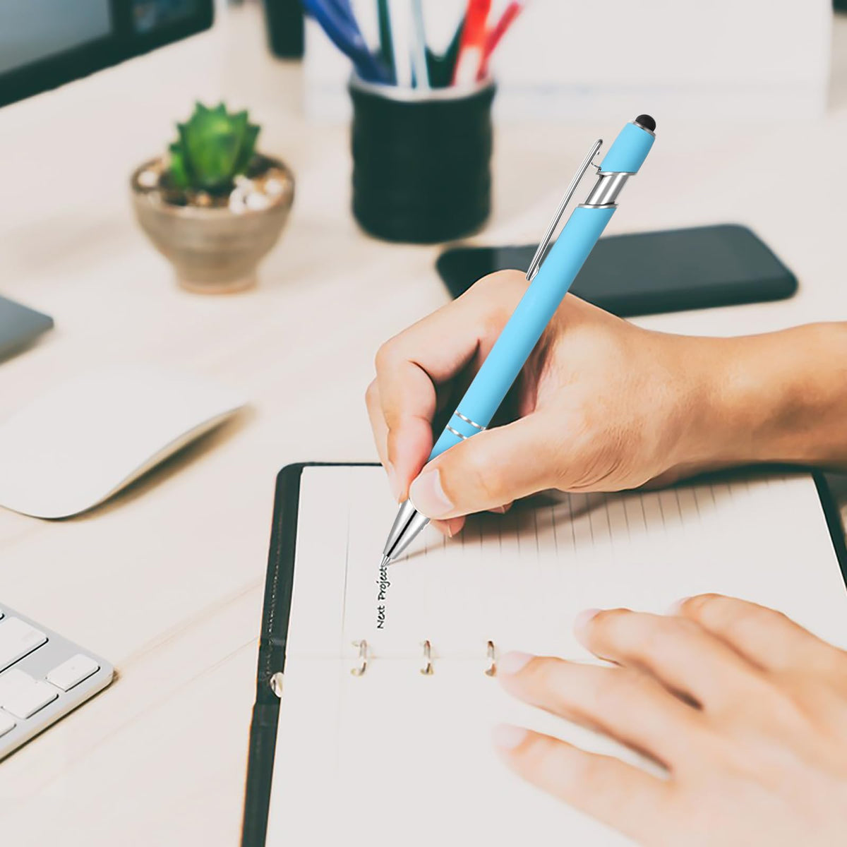 Kingluu 36 Pcs Personalized Ballpoint Pens with Stylus,Smooth Writing,Black Ink Custom Pens with