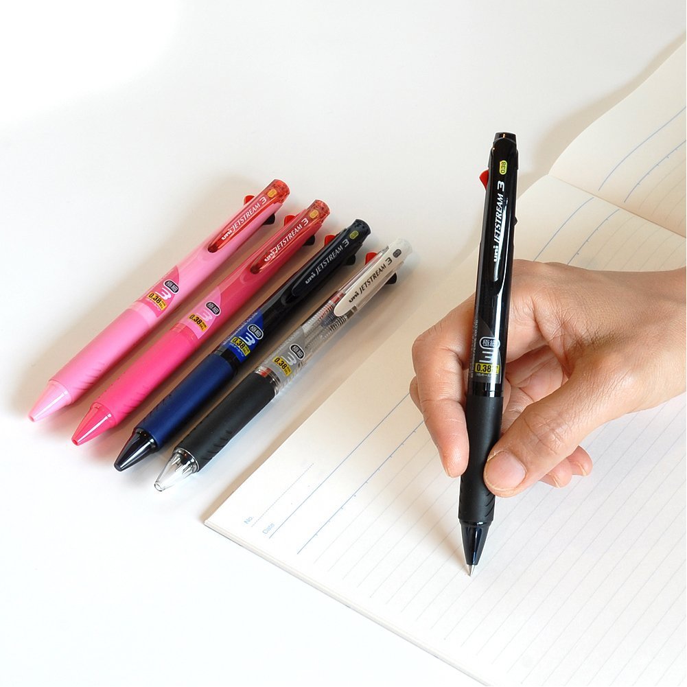Mitsubishi Pencil SXE3400381P.T Tri-Color Ballpoint Pen, Jetstream 0.38, Transparent, Pack