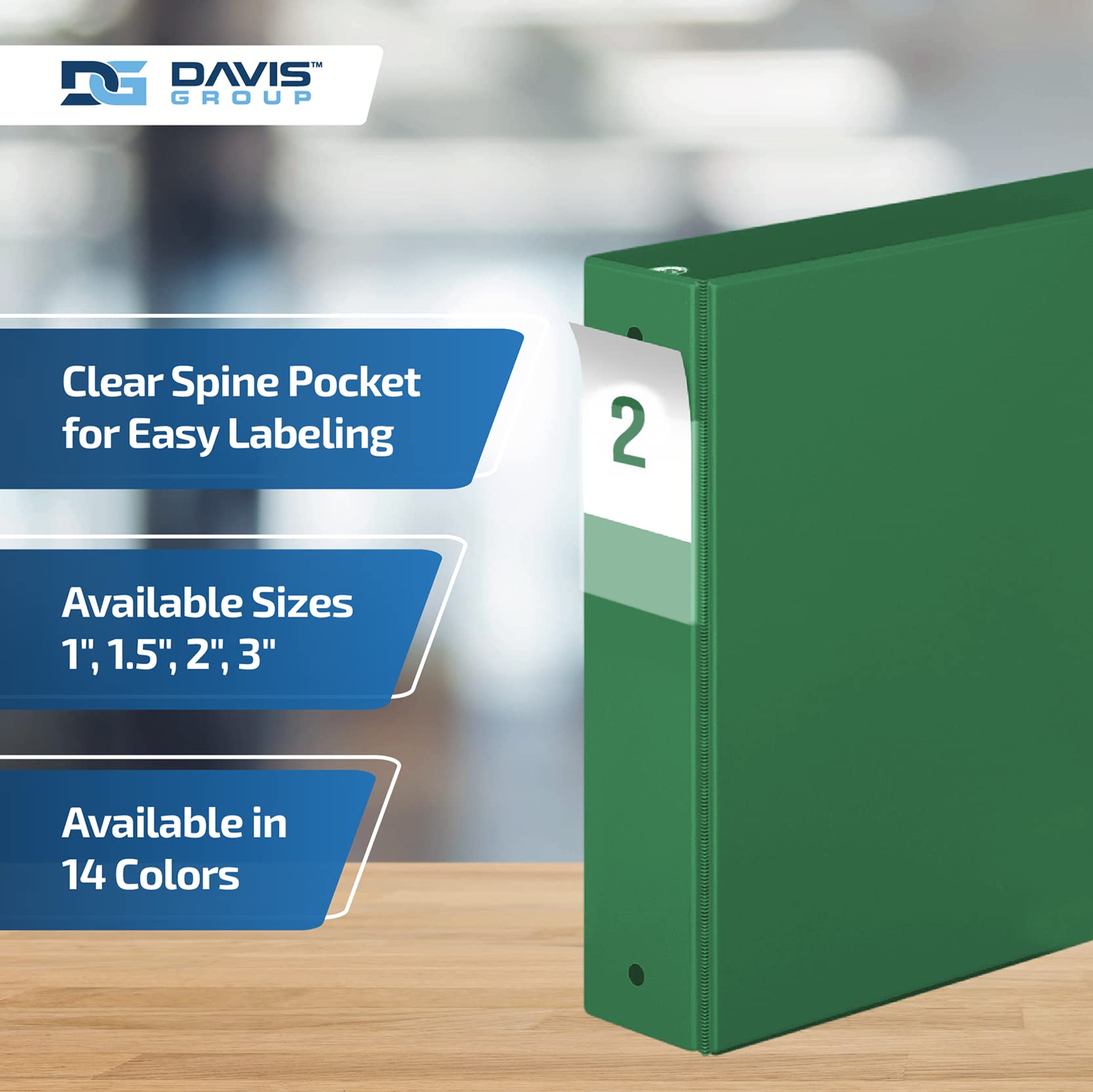 Premium Economy 3-Ring Binder, Spine Label, 2" Round Rings, Green, 6 Pack