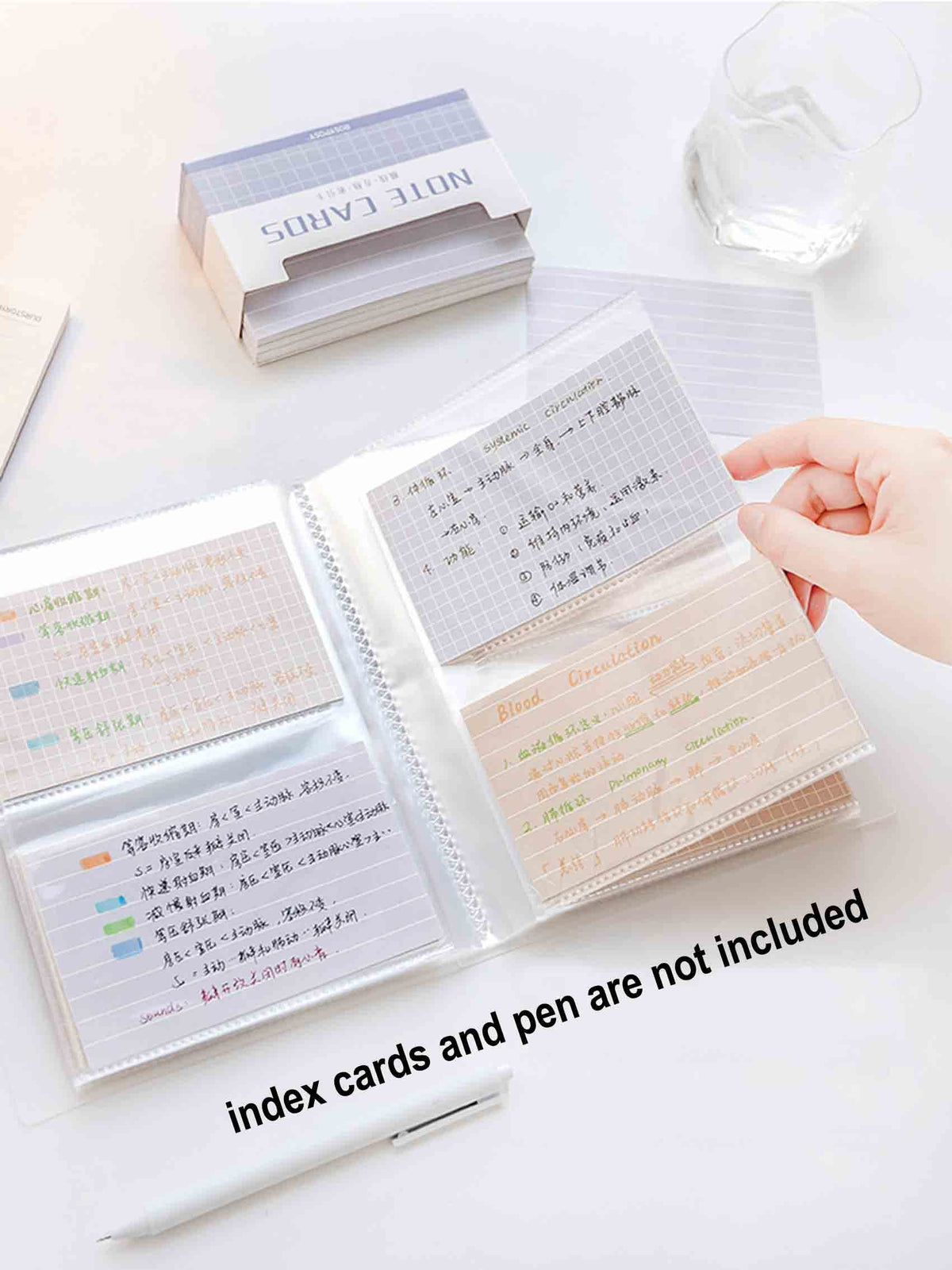 YOAVIP 3x5 Index Cards Clear Plastic Holder Organizer Pouches Book Binder 40 Page Hold 160 Cards 4