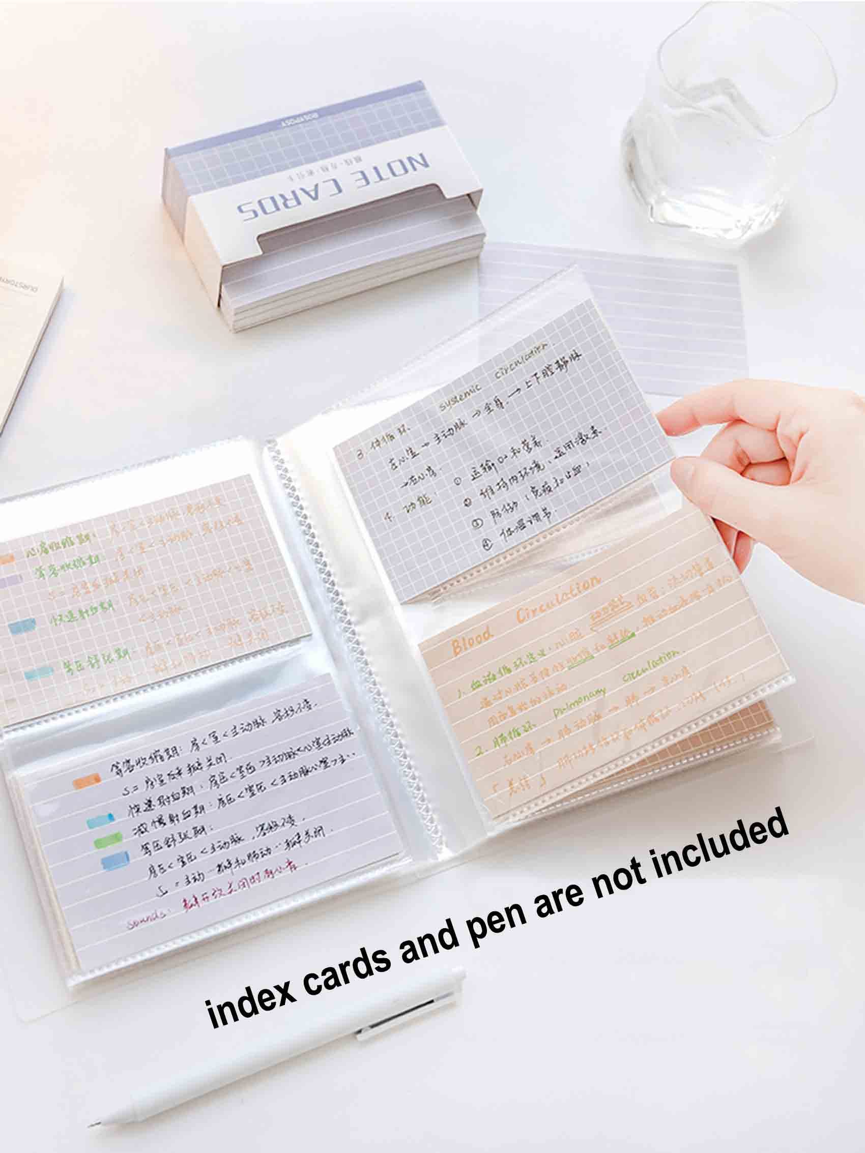 YOAVIP 3x5 Index Cards Clear Plastic Holder Organizer Pouches Book Binder 40 Page Hold 160 Cards 4