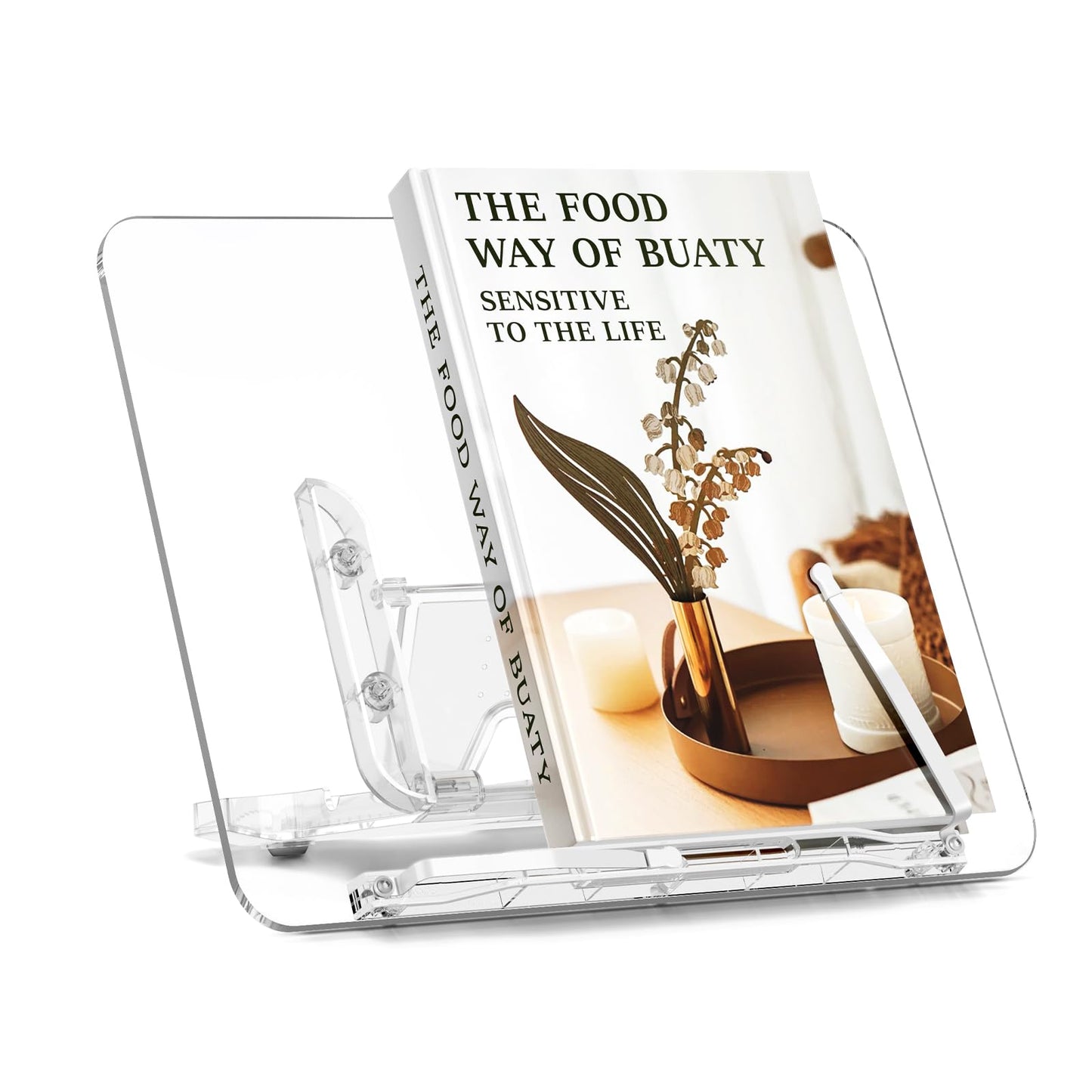 Acrylic Book Stand for Reading, Portable Book Holder for Desk, Angle Adjustable Textbook Stand for
