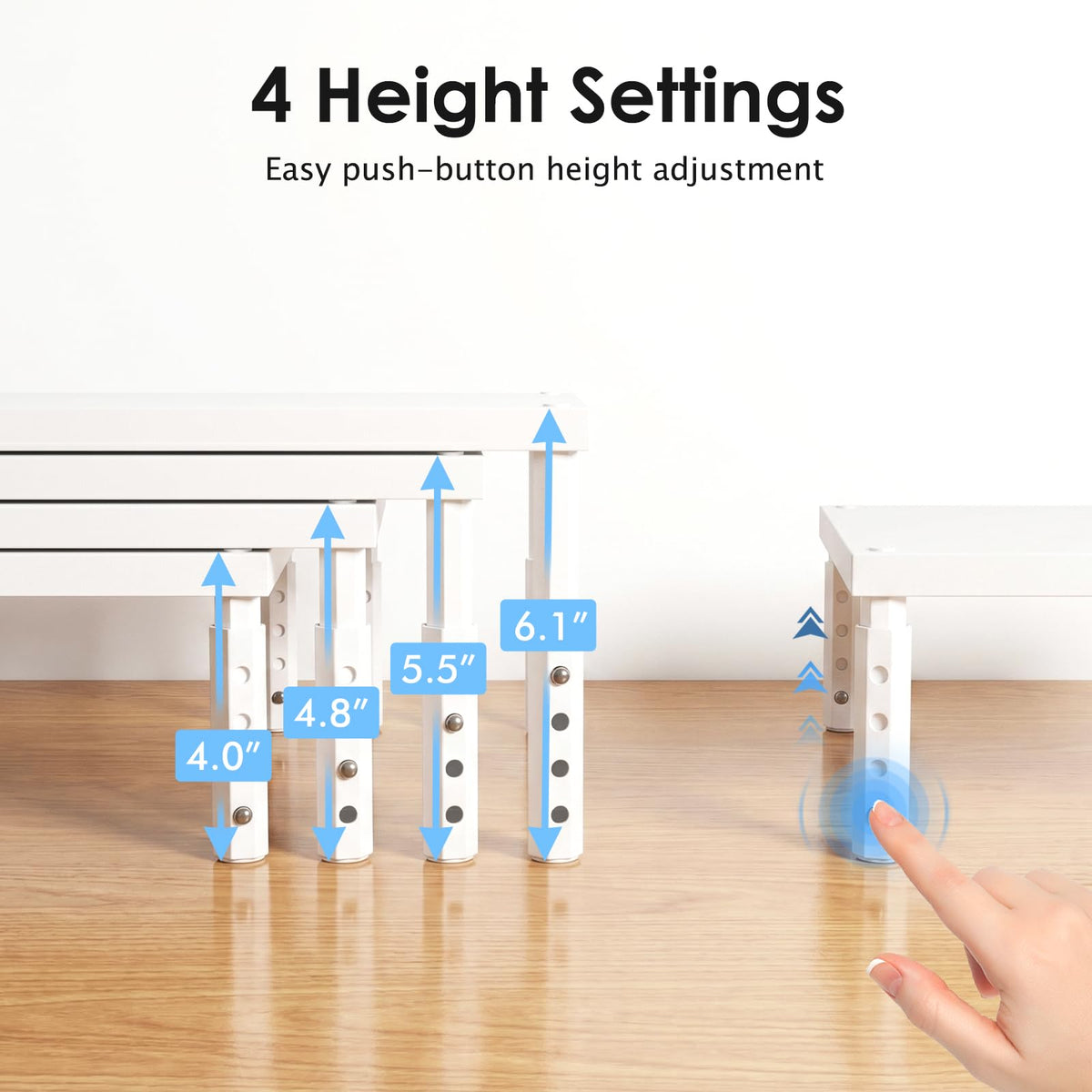 ECOLOVI Adjustable Wood Computer Monitor Stand Riser, Office Desk Organizer and Accessories for
