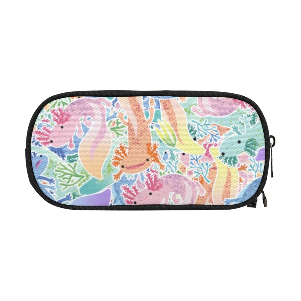 Adorable Axolotls Mexican Pencil Case for Kids Teen Girls Boys 10 In Pouch