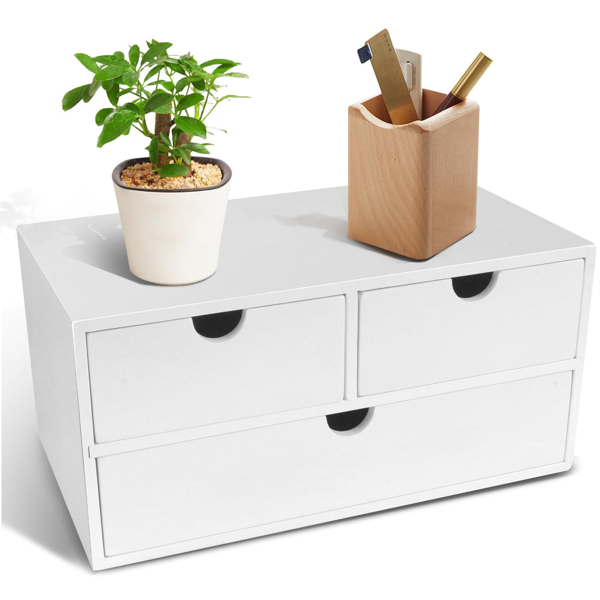 Charmewooden Bamboo Desk Organizer With Drawers Countertop Drawers Counter Storage Box Corner Desk