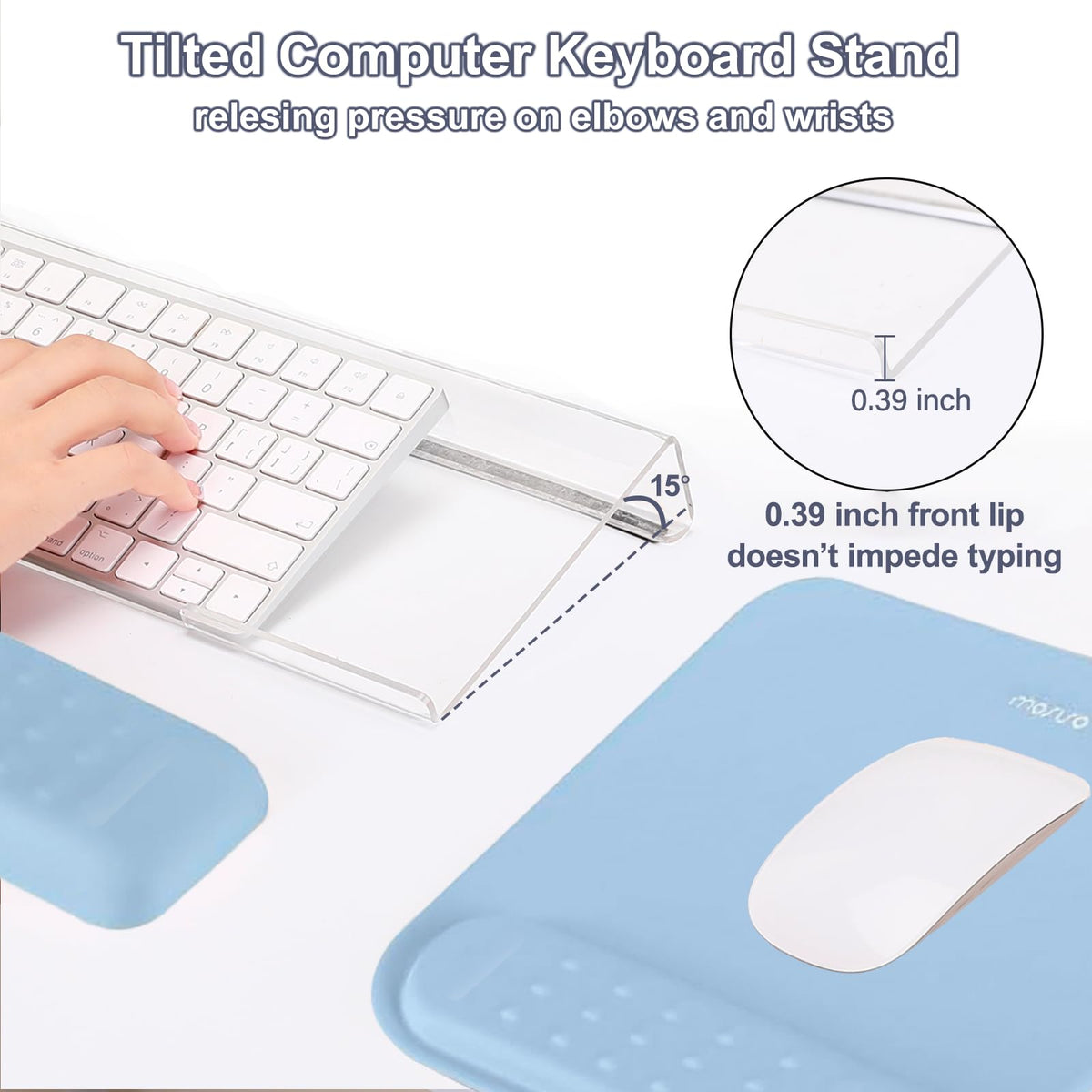 MOSISO Keyboard Stand&Wrist Rest Support for Keyboard &Mouse Pad Set