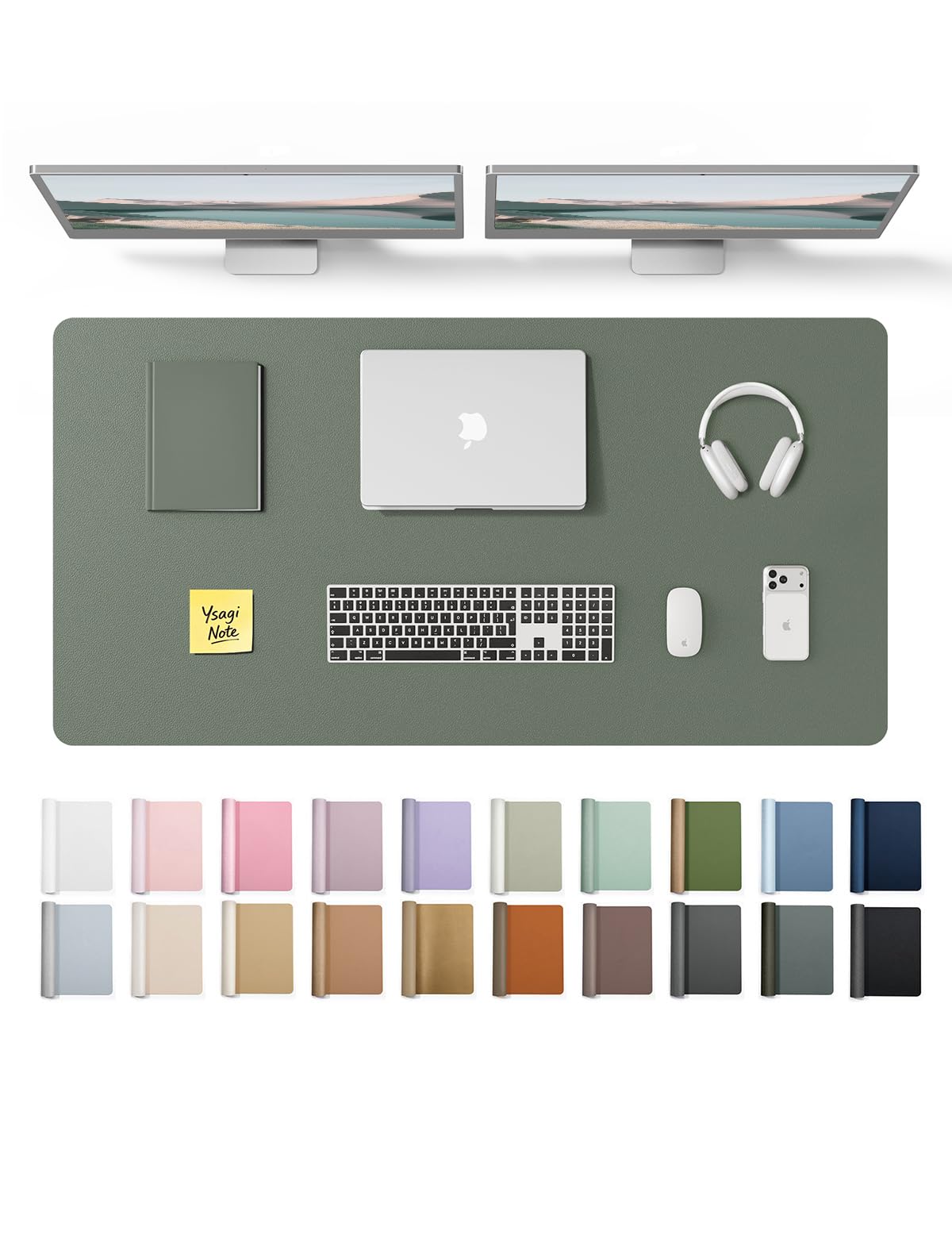YSAGi Leather Desk Protector, Office Mat, Large Mouse Mat, Non-Slip PU Leather Blotter, Laptop Desk