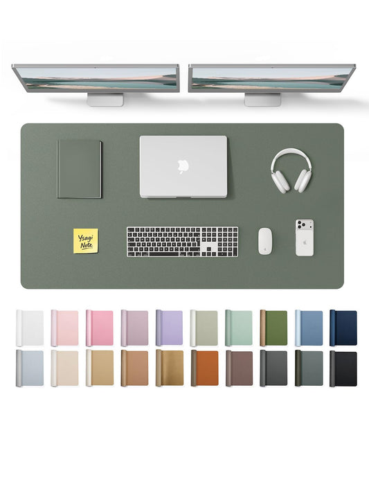 YSAGi Leather Desk Protector, Office Mat, Large Mouse Mat, Non-Slip PU Leather Blotter, Laptop Desk