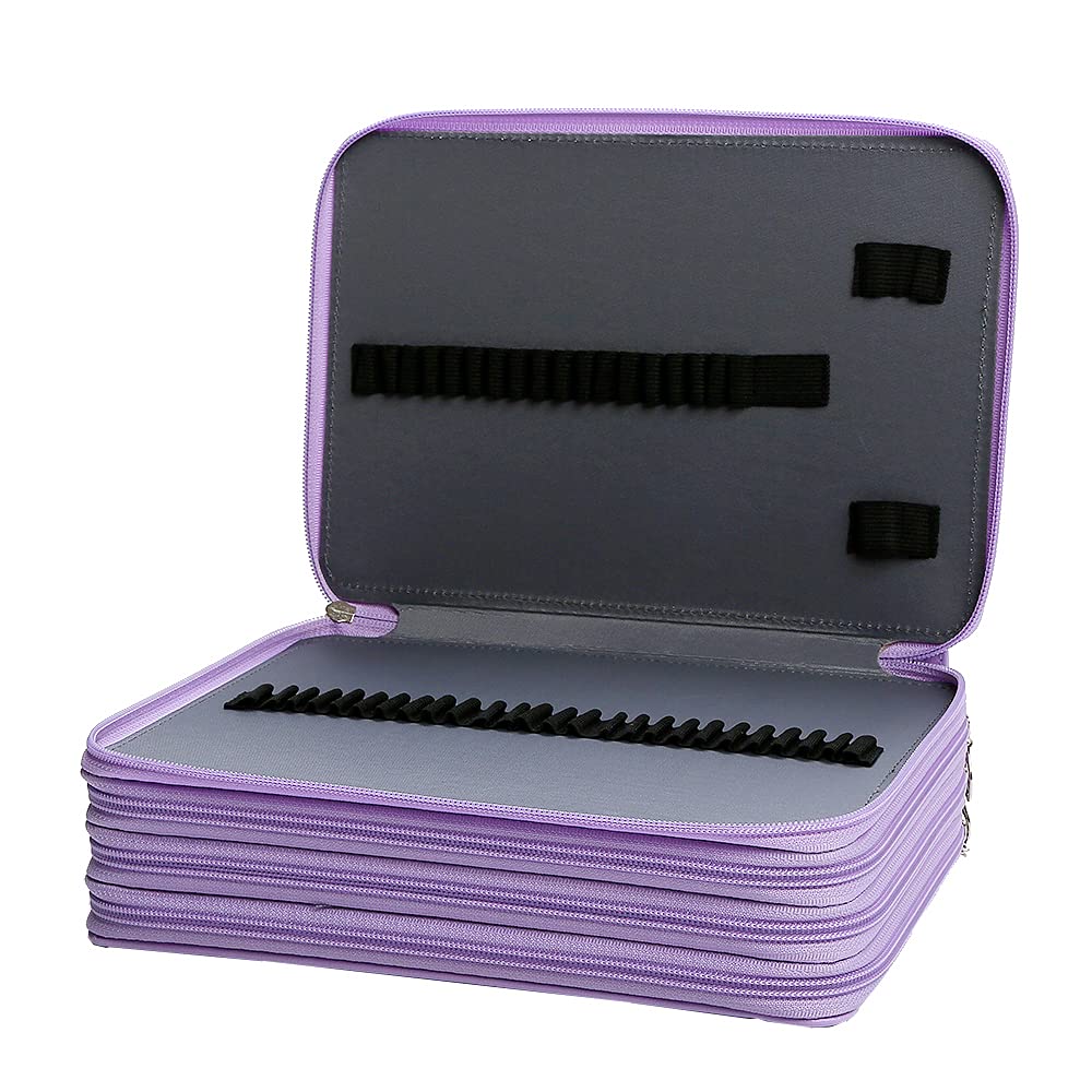 Lbxgap 200 Slots Pencil Case 4-Layer Zipped Holder w/Handle