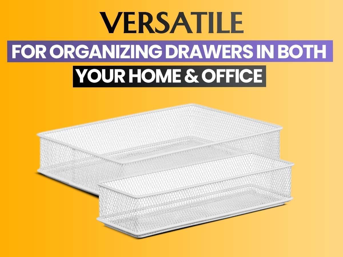 YBM HOME Silver Mesh Drawer Cabinet and or Shelf Organizer Bins, School Supply Holder Office