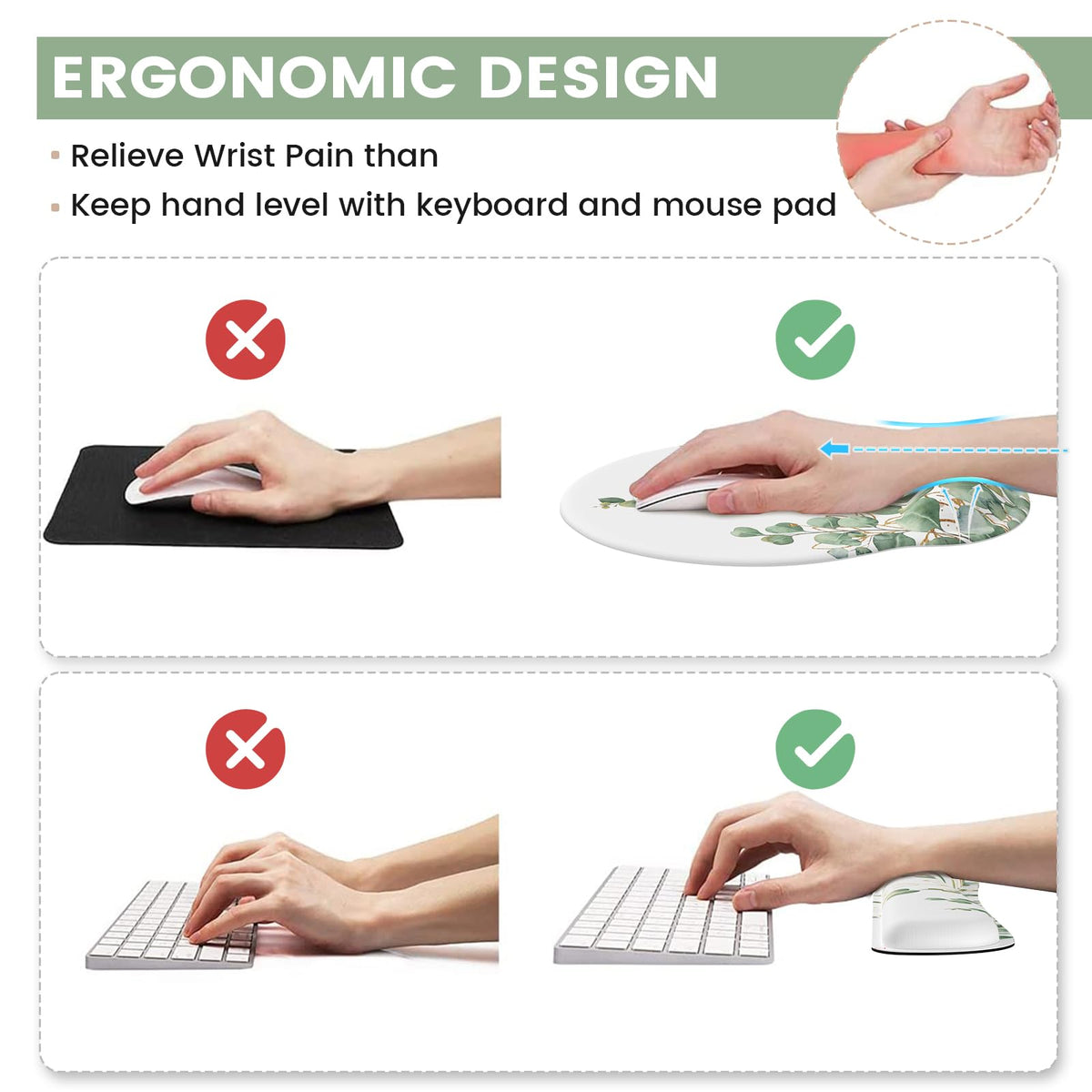 iLeadon Mouse Pad with Wrist Rest Set,Ergonomic Mousepad with Wrist Support