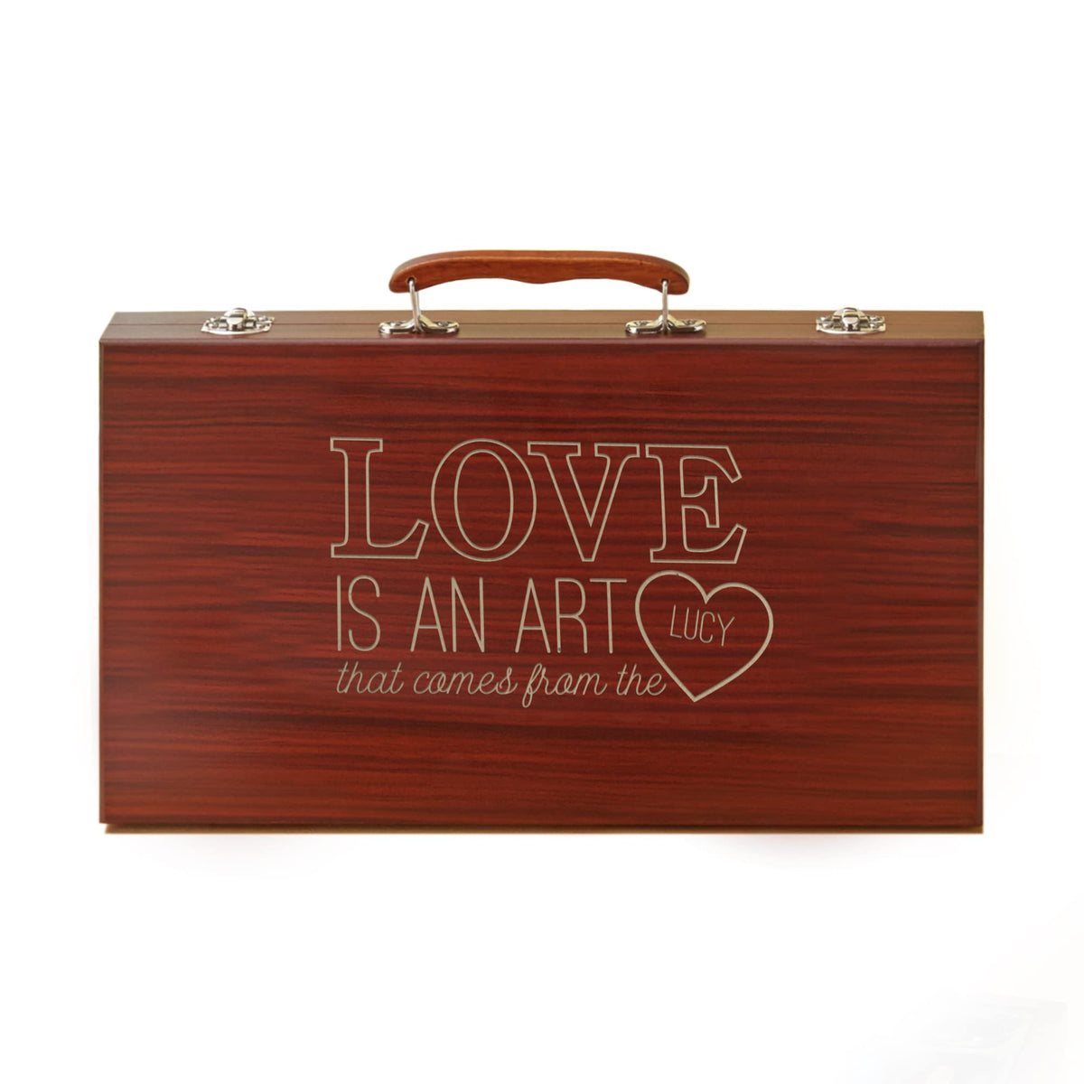 Let's Make Memories Personalized 80-Piece Deluxe Art Set - for Kids - Wood Carrying Case - Oil