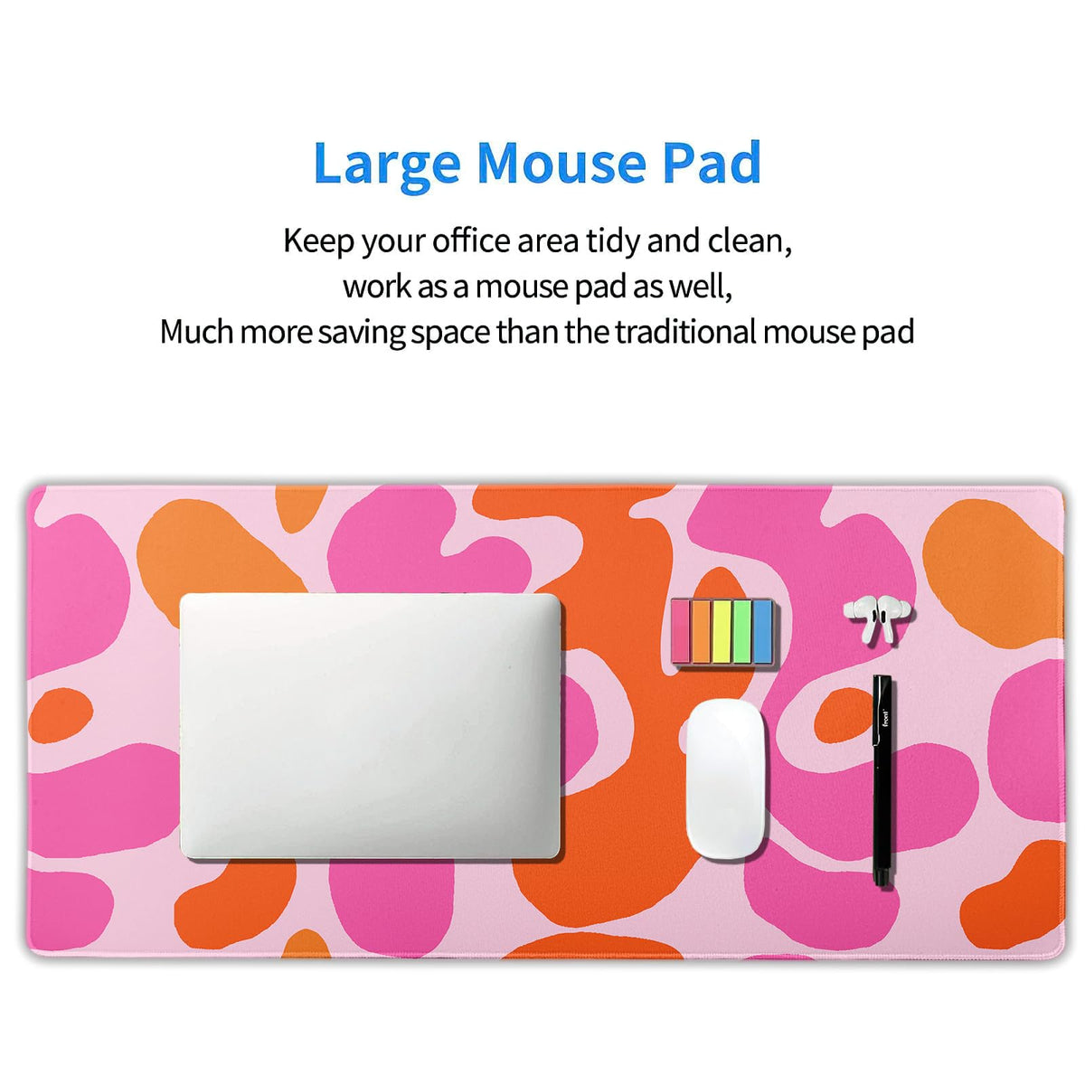 Pink Orange Cute Gaming Mouse Pad XXL Kawani Preppy Abstract Modern Extended Large Desk Mat