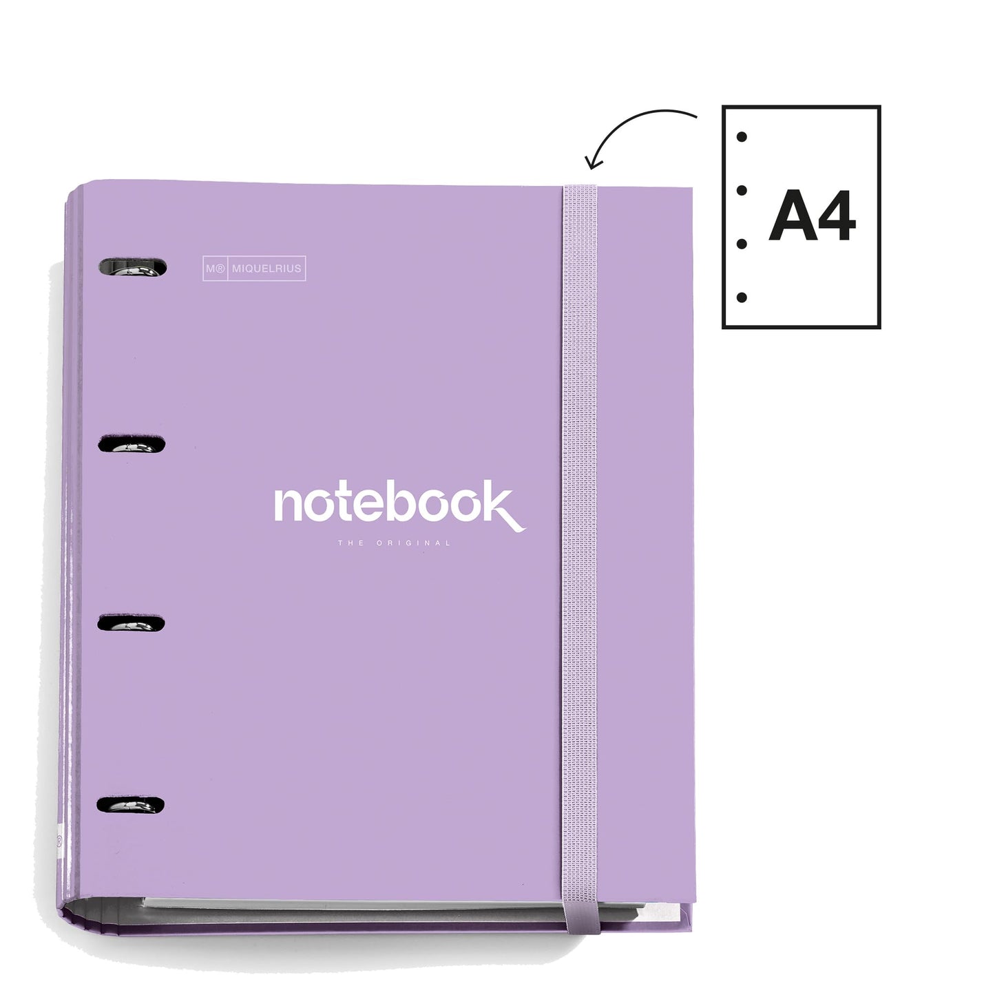 Miquelrius - A4 4 Ring Binder + Refill 100 A4 Sheets, Small Squares 5 mm, Paper 90 g/m², Rubber