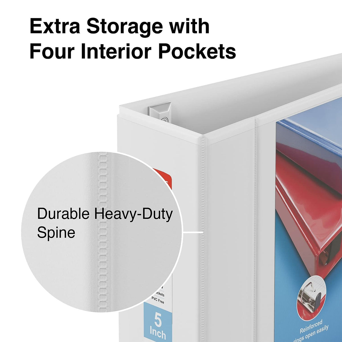 Staples Heavy-Duty 5-Inch D-Ring View Binder, White, 1,000 Sheets