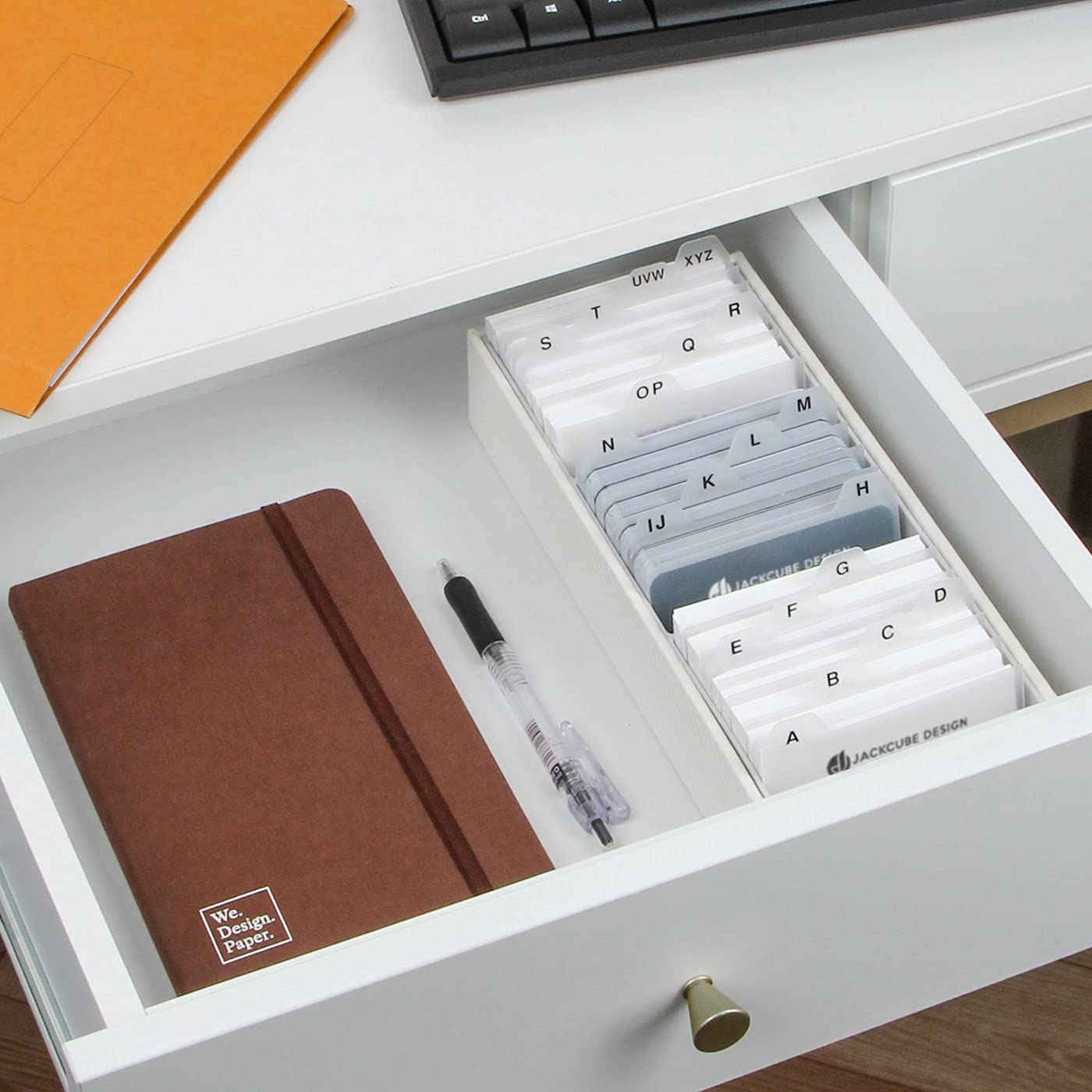 JACKCUBE DESIGN Business Card Holder Organizer For Desk, Index Card Box Storage, A-Z Alphabetical